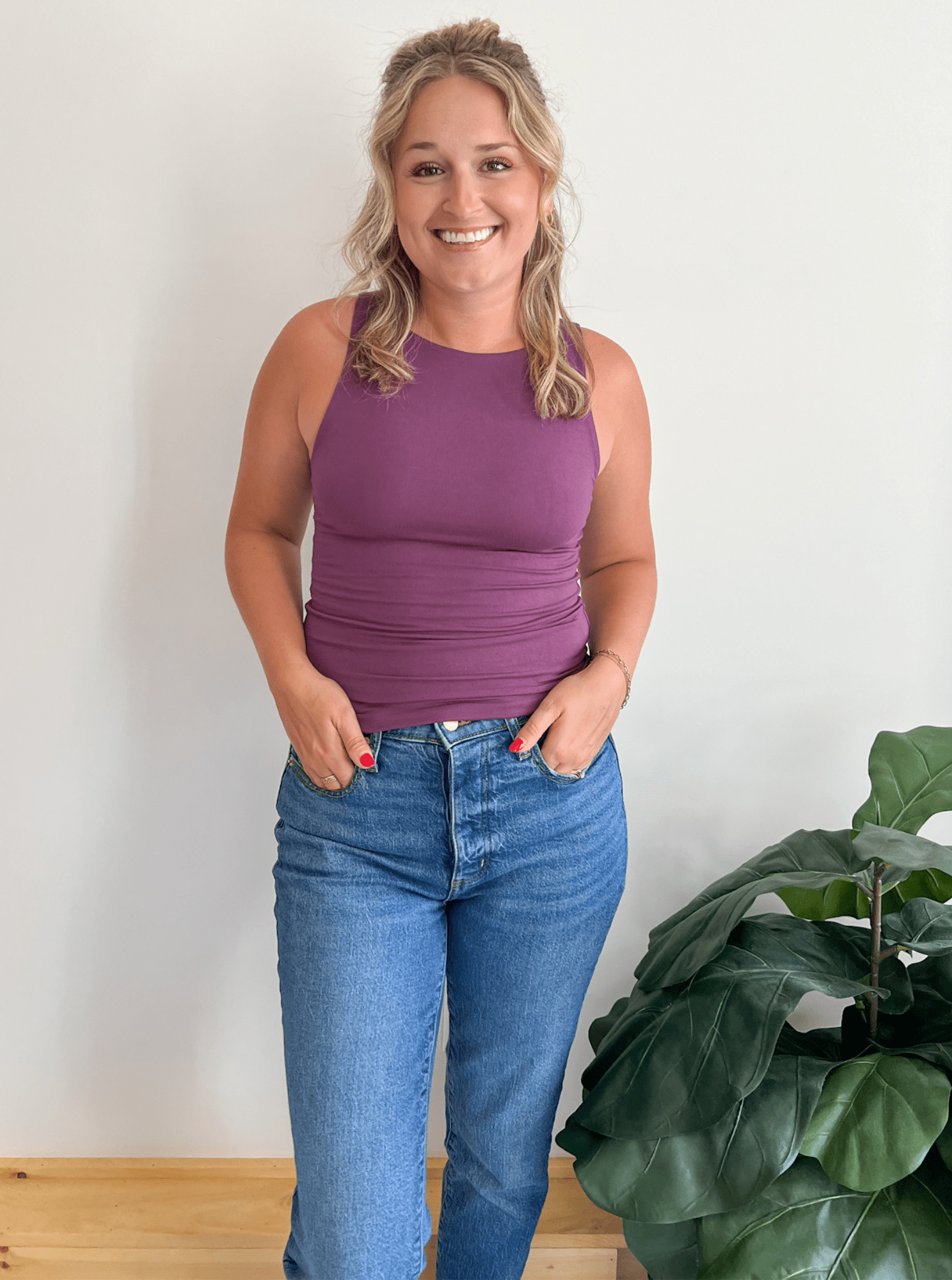 Boat Neck Everyday Tank - Purple - The Collective Rose