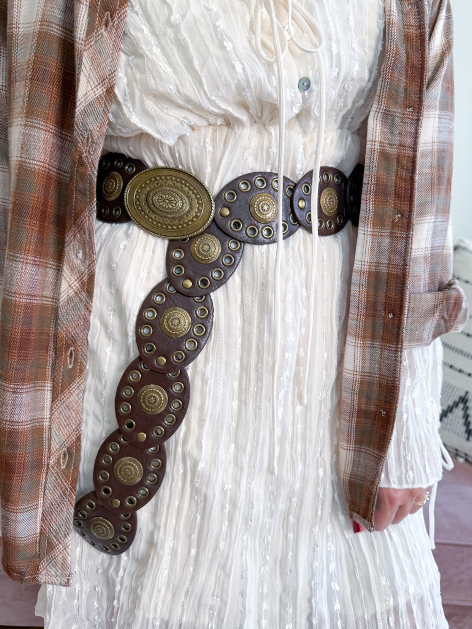 Boho Eyelet Disc Belt - The Collective Rose