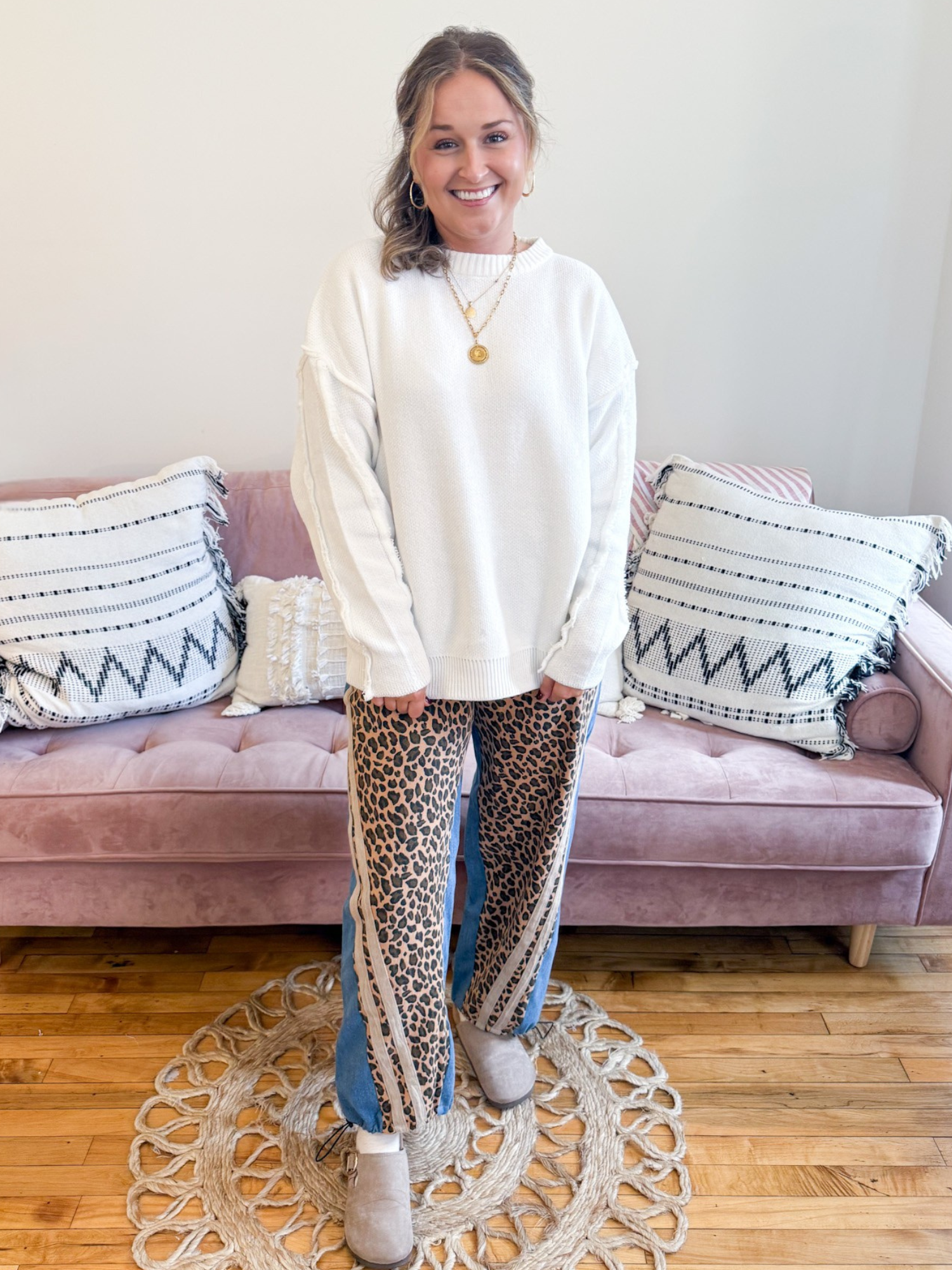 Piper Exposed Seam Sweater - White - The Collective Rose