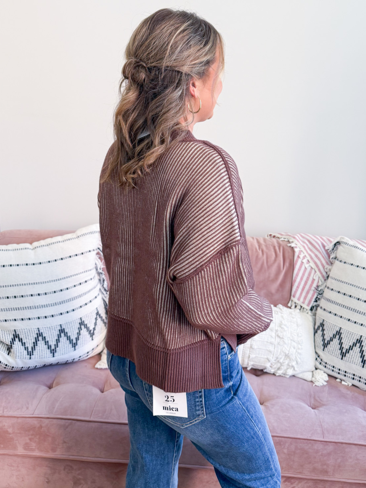 Mocha Two Tone Sweater - The Collective Rose