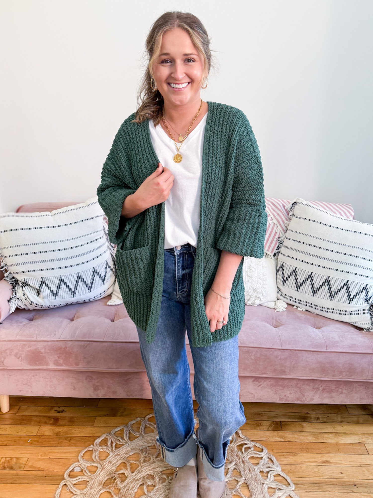 Willow 3/4 Sleeve Cardigan - The Collective Rose