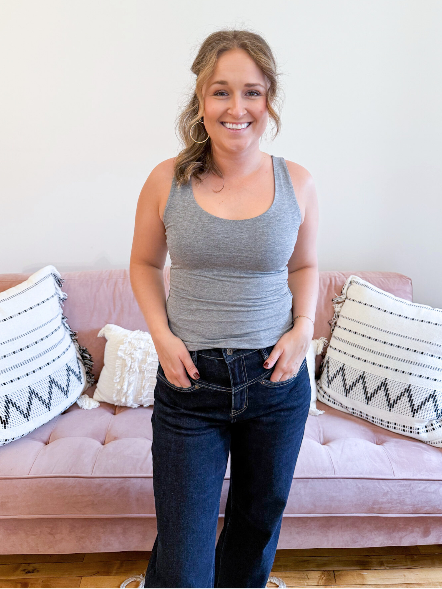 Scoop Neck Everyday Tank - Gray - The Collective Rose