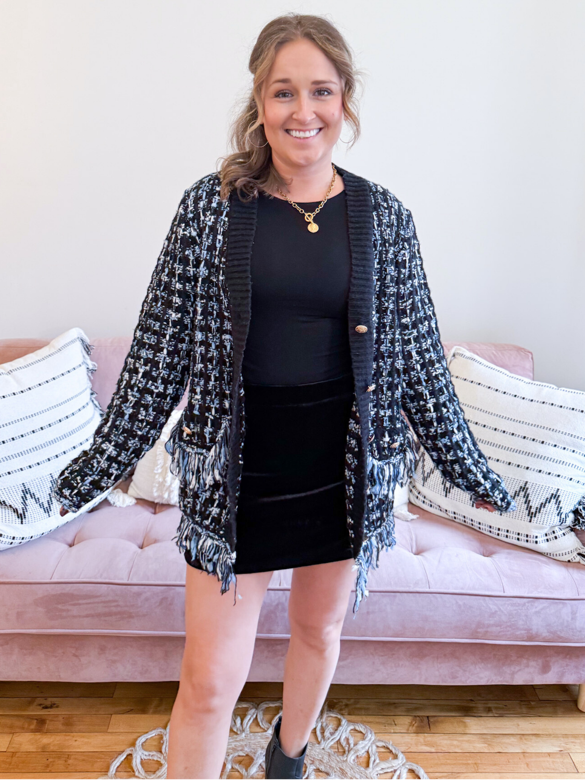 Coco Fringe Tweed Cardigan – The Collective Rose