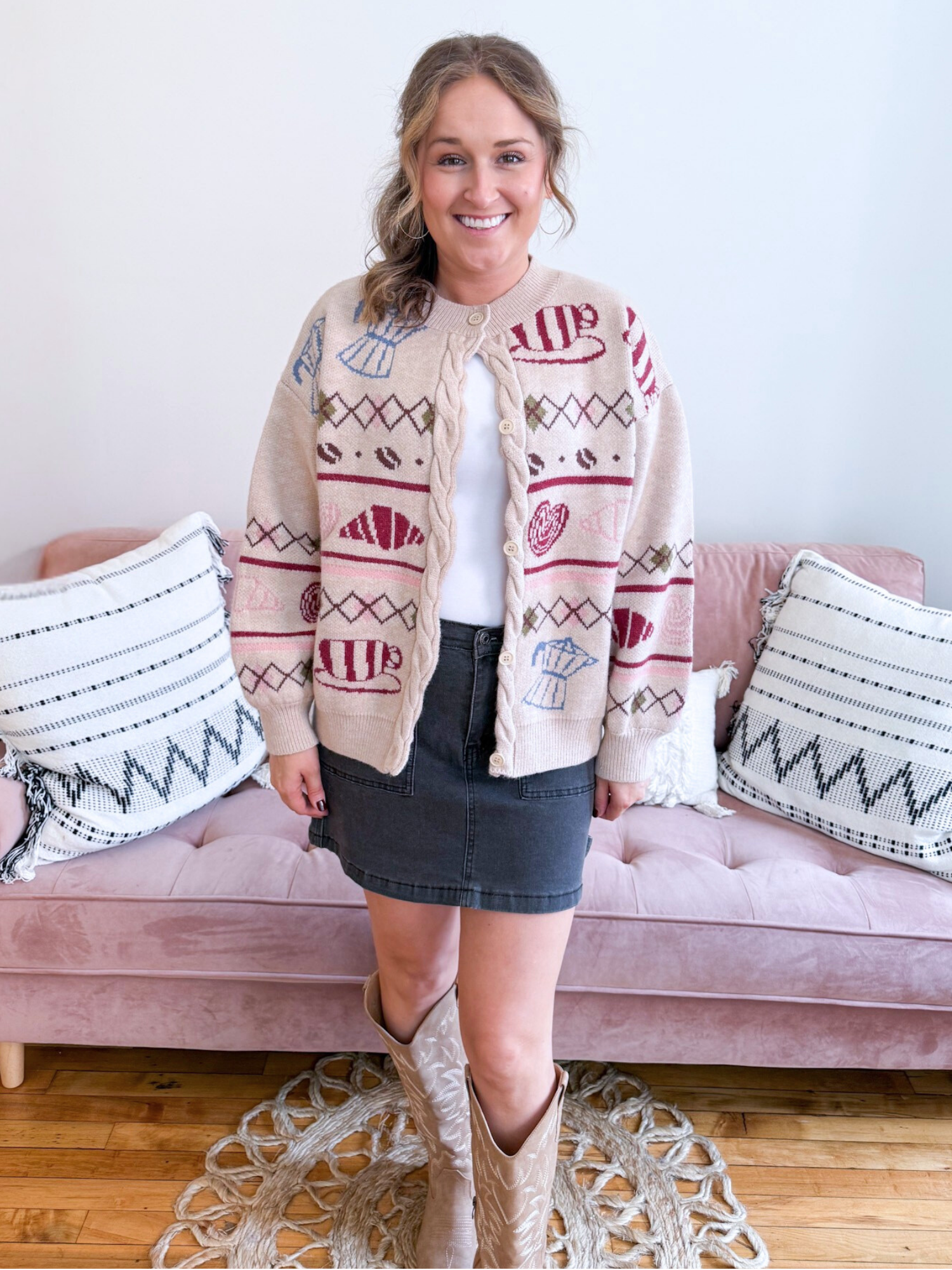 Cafe & Croissants Cardigan - The Collective Rose