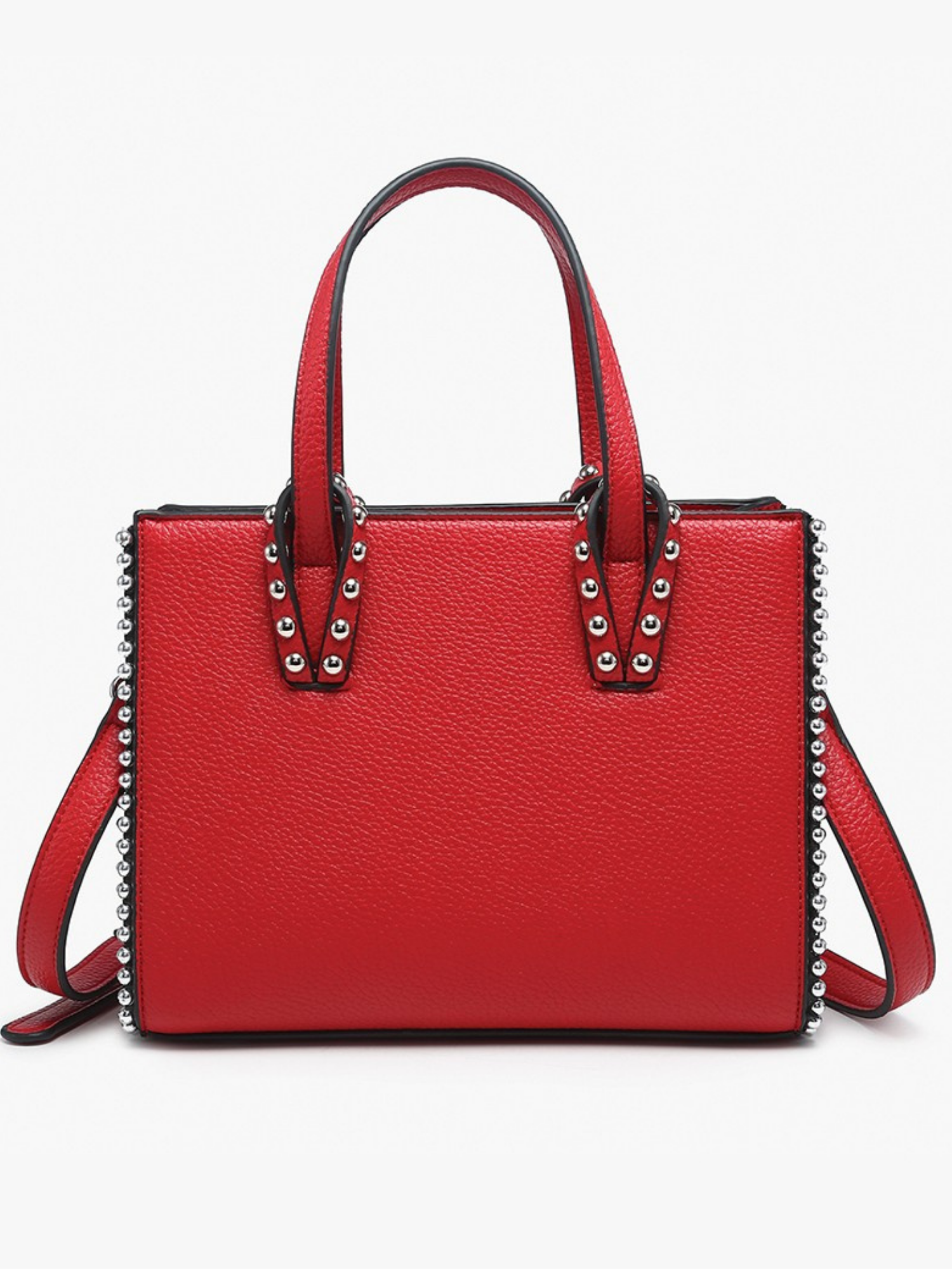 Brenda Studded Small Tote - Cherry Red - The Collective Rose