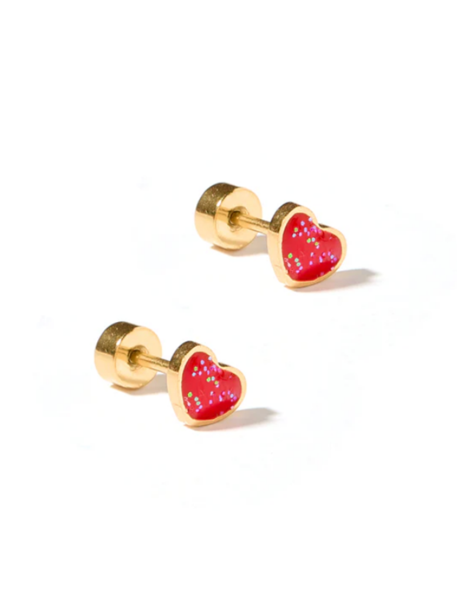 Nora Red Heart Screwback Stud Earrings - The Collective Rose