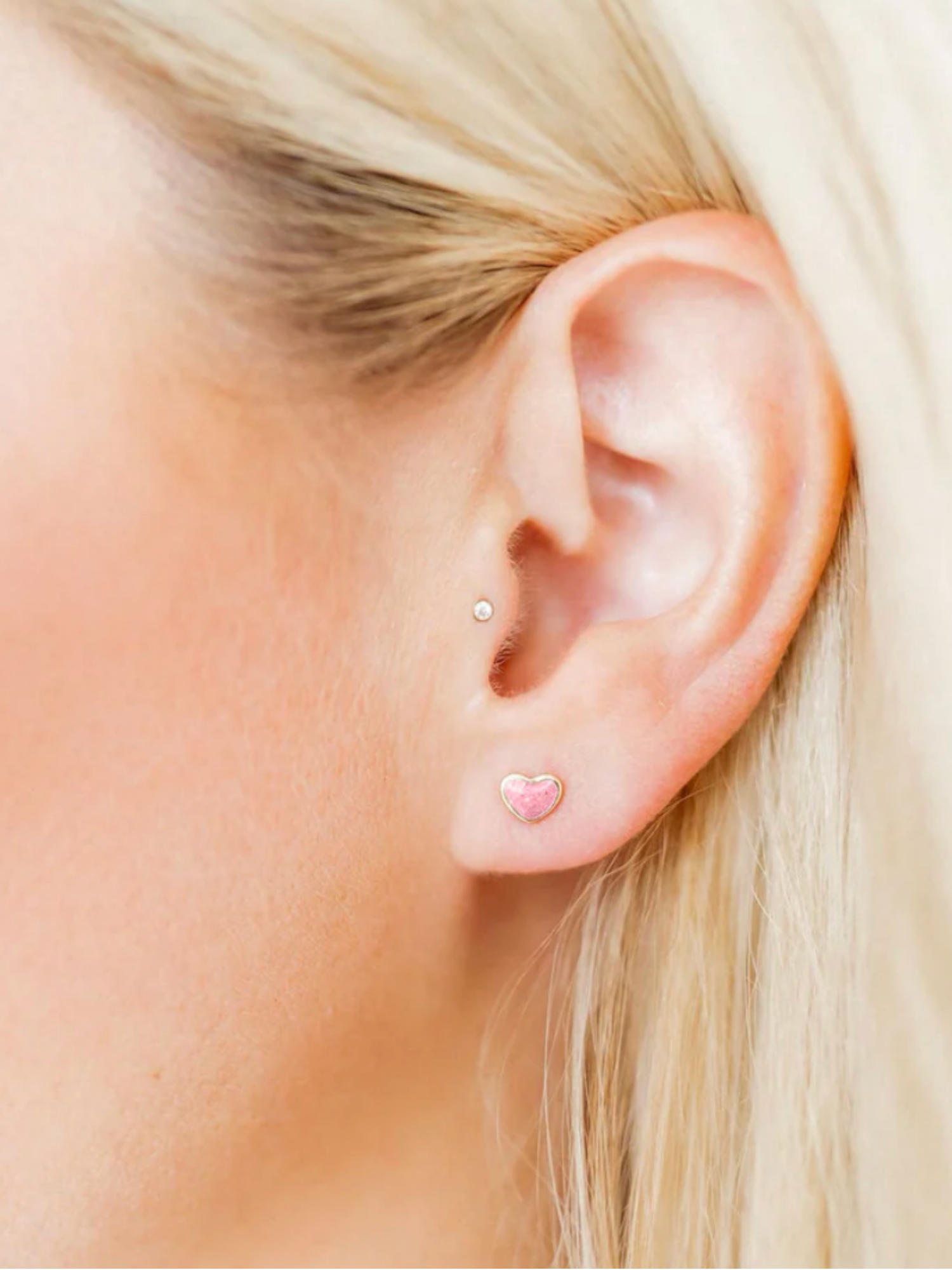 Nora Pink Heart Screwback Stud Earrings - The Collective Rose