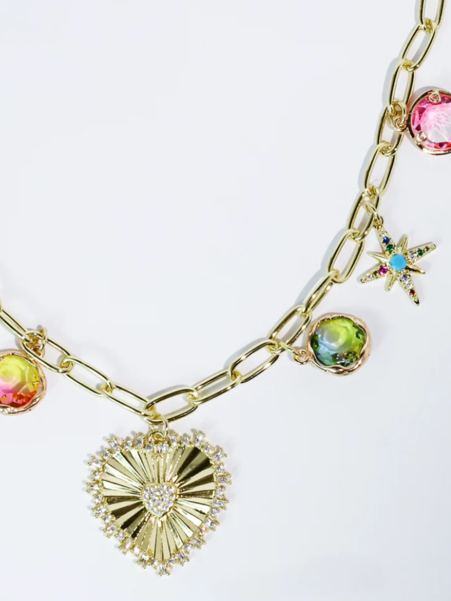 Hearts Drop Charm Necklace - The Collective Rose