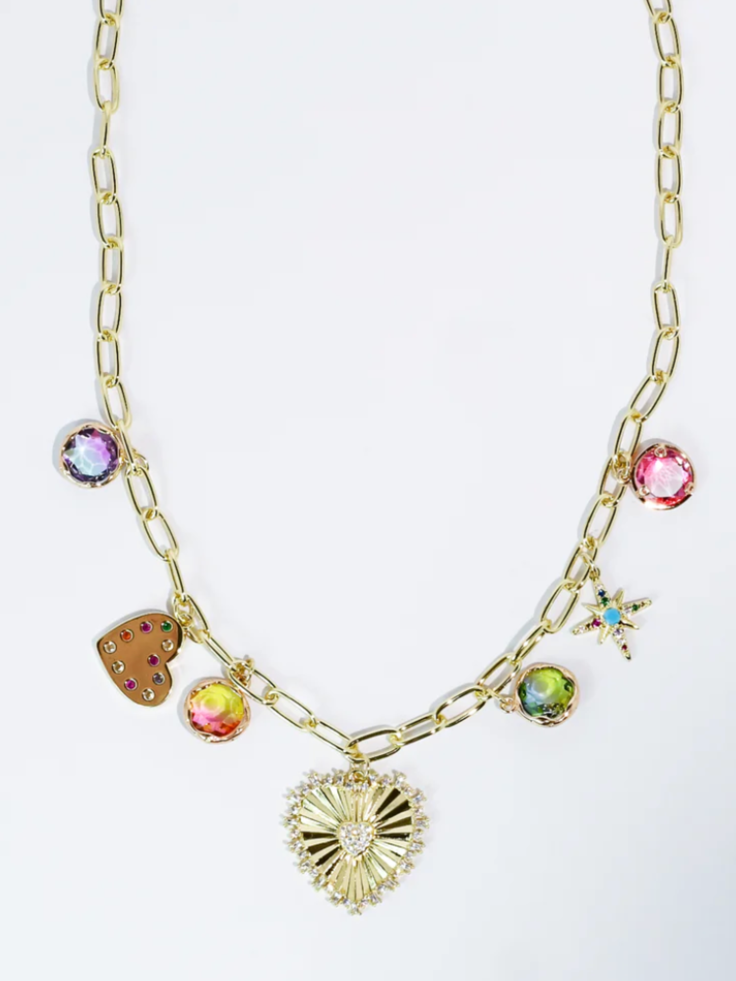 Hearts Drop Charm Necklace - The Collective Rose