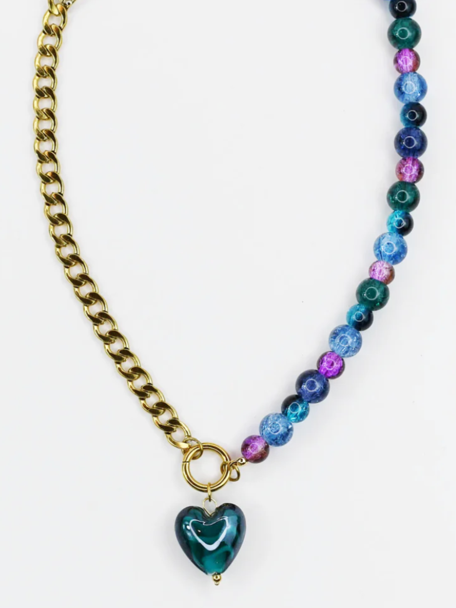 Half & Half Heart Necklace - The Collective Rose