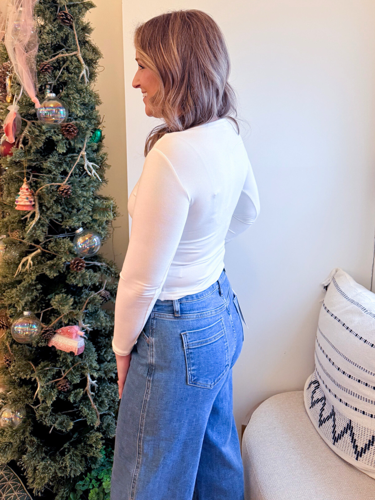 Essential Boat Neck Long Sleeve - White - The Collective Rose