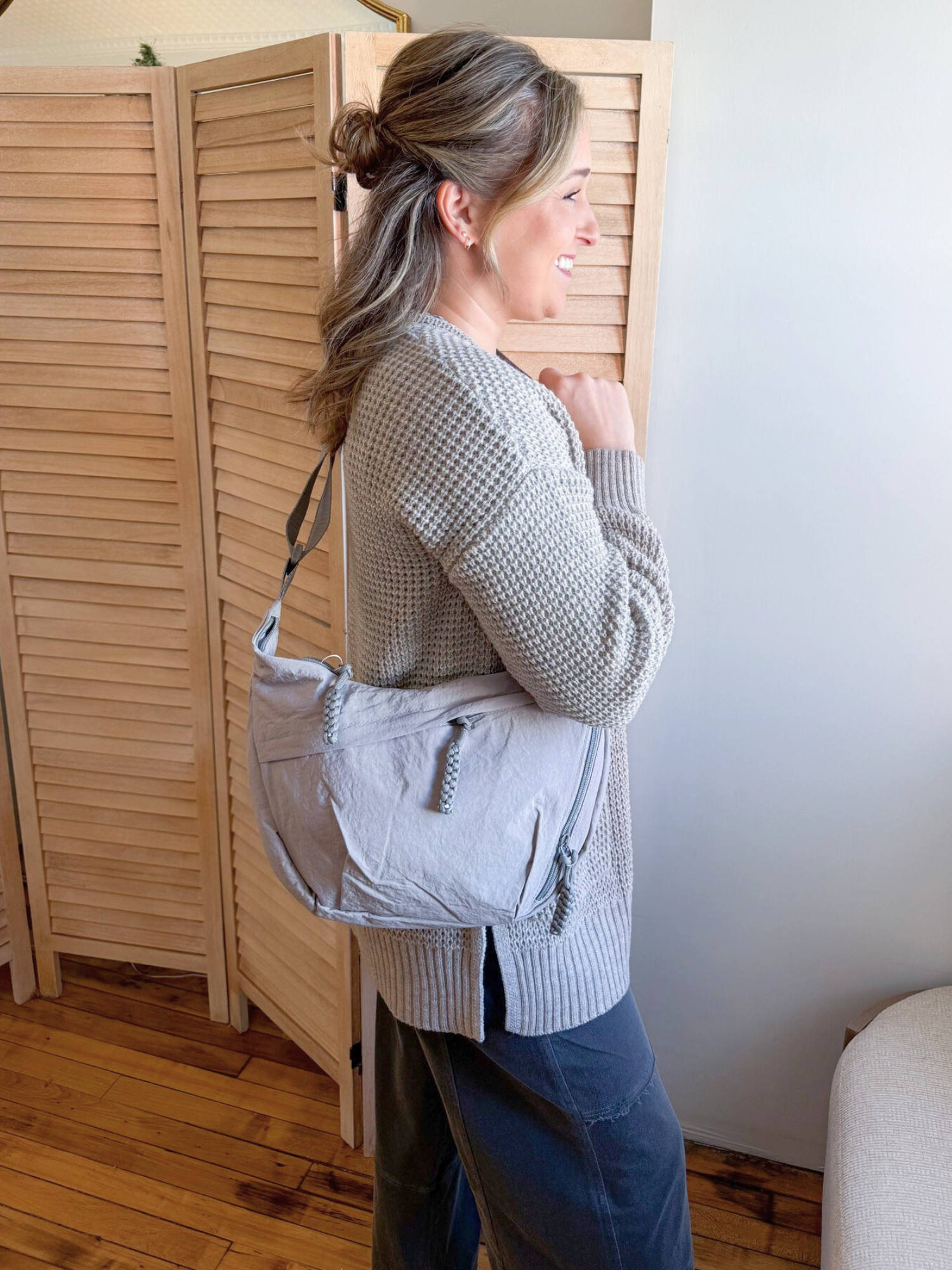 Crescent Crossbody Bag - Gray - The Collective Rose