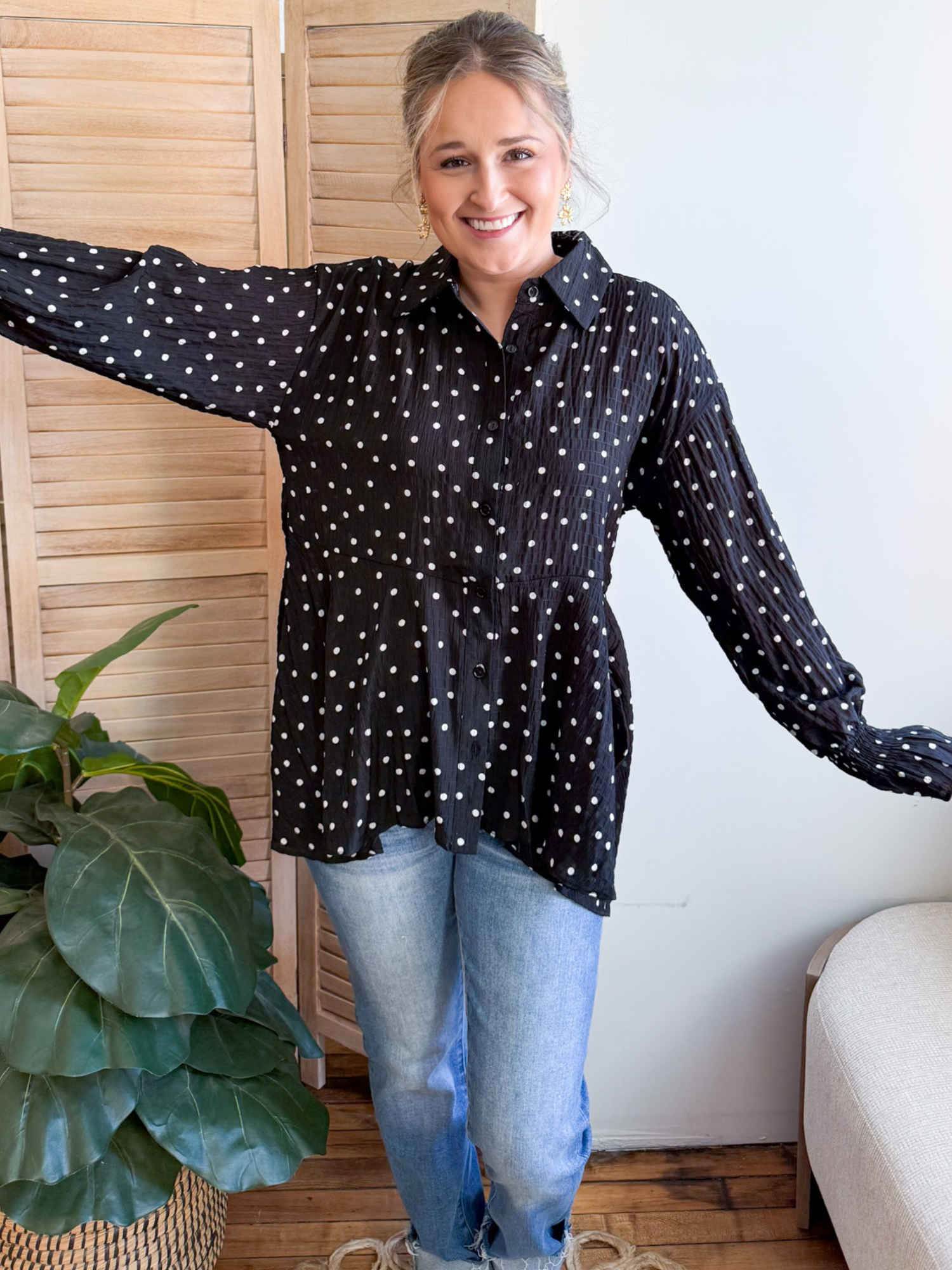 Emilia Polka Dot Hi Lo Blouse - The Collective Rose