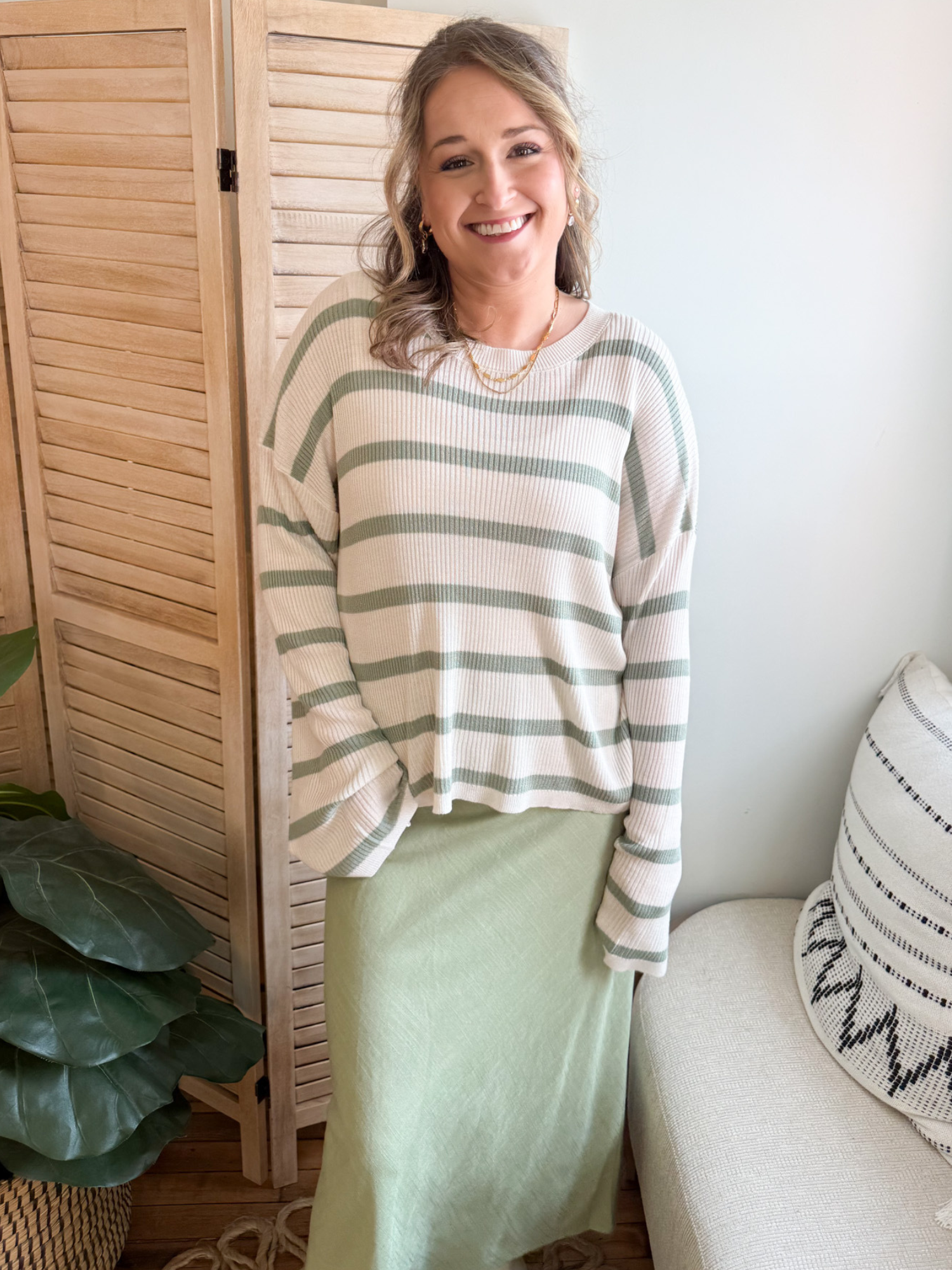 Elsie Lightweight Striped Sweater - The Collective Rose