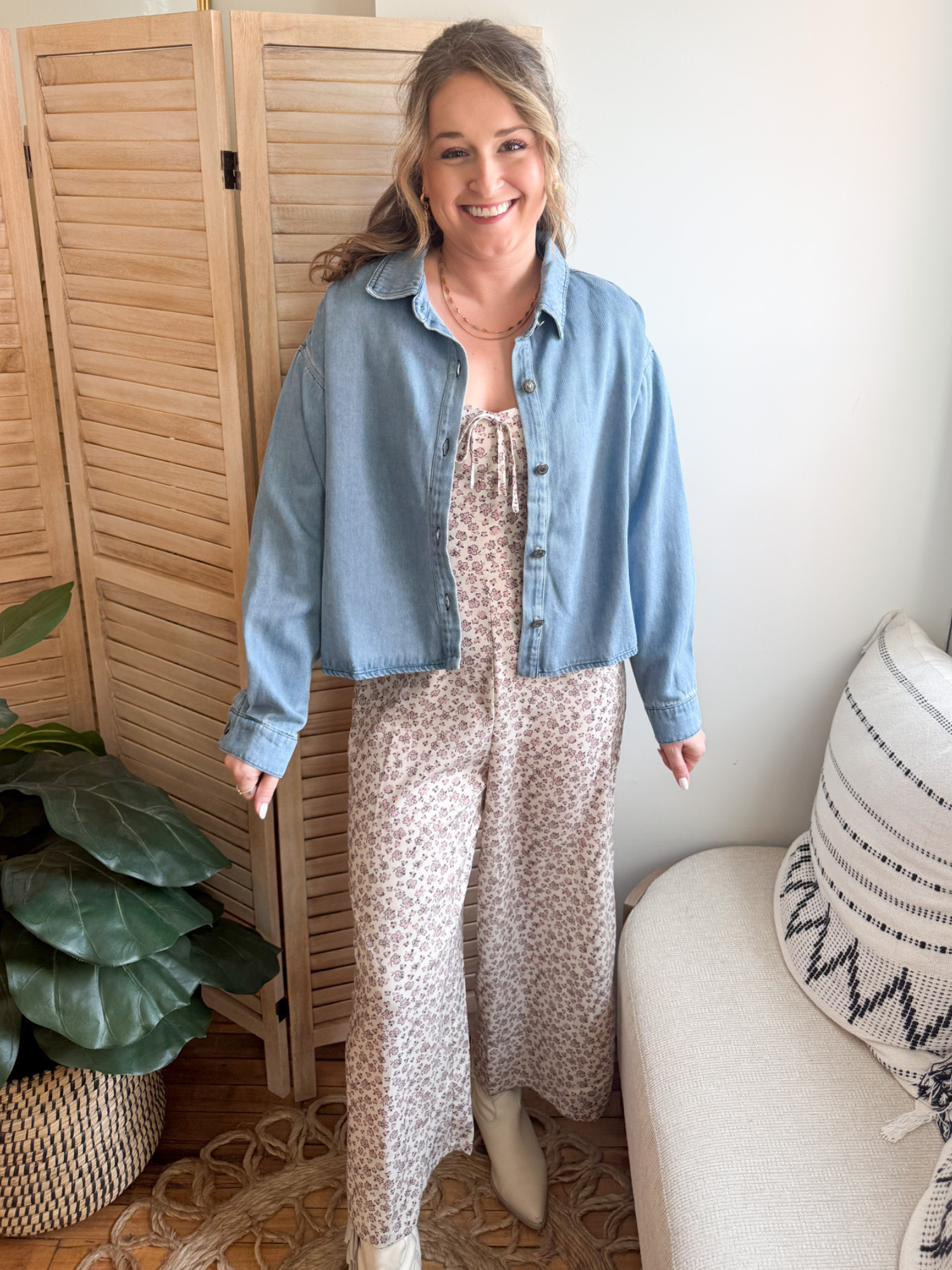 Hope Lyocell Denim Cropped Jacket - The Collective Rose