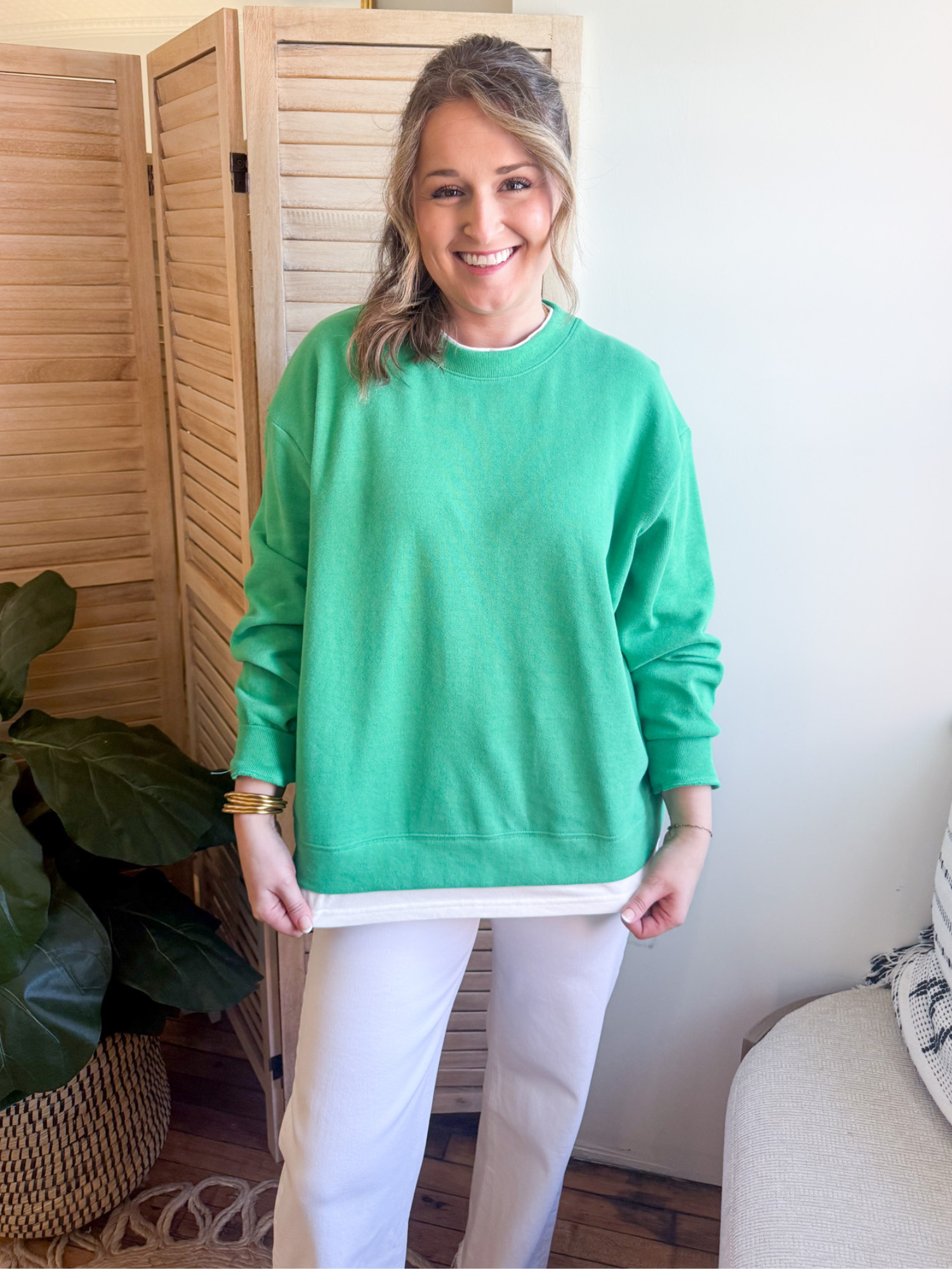 Always On Layered Pullover - Varsity Green - The Collective Rose