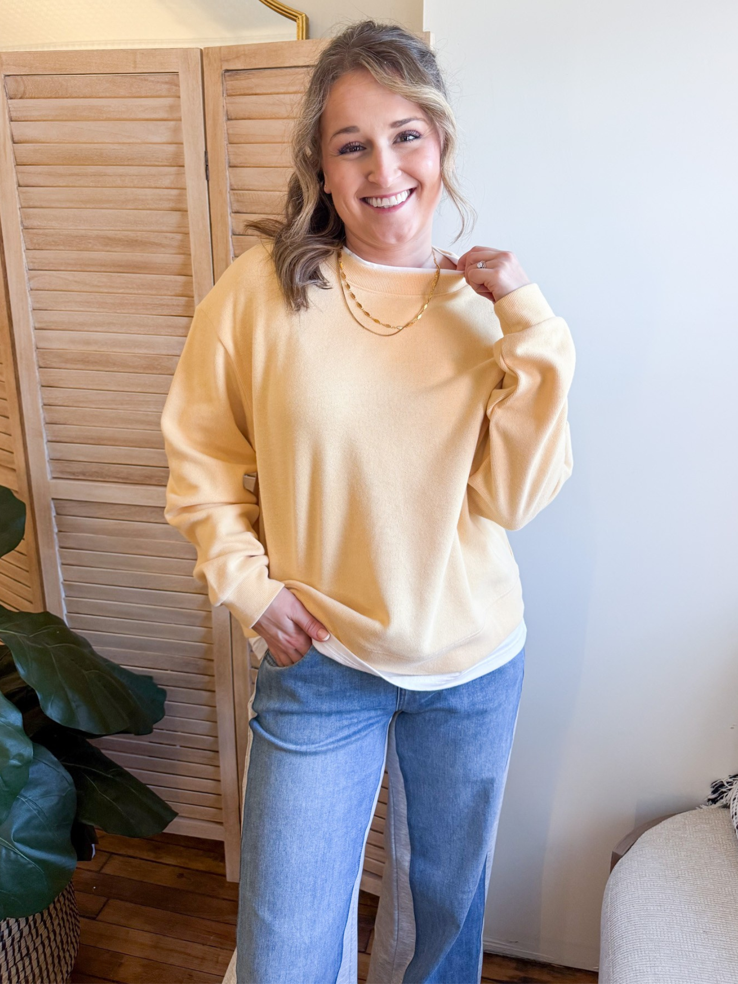 Always On Layered Pullover - Butter Yellow - The Collective Rose