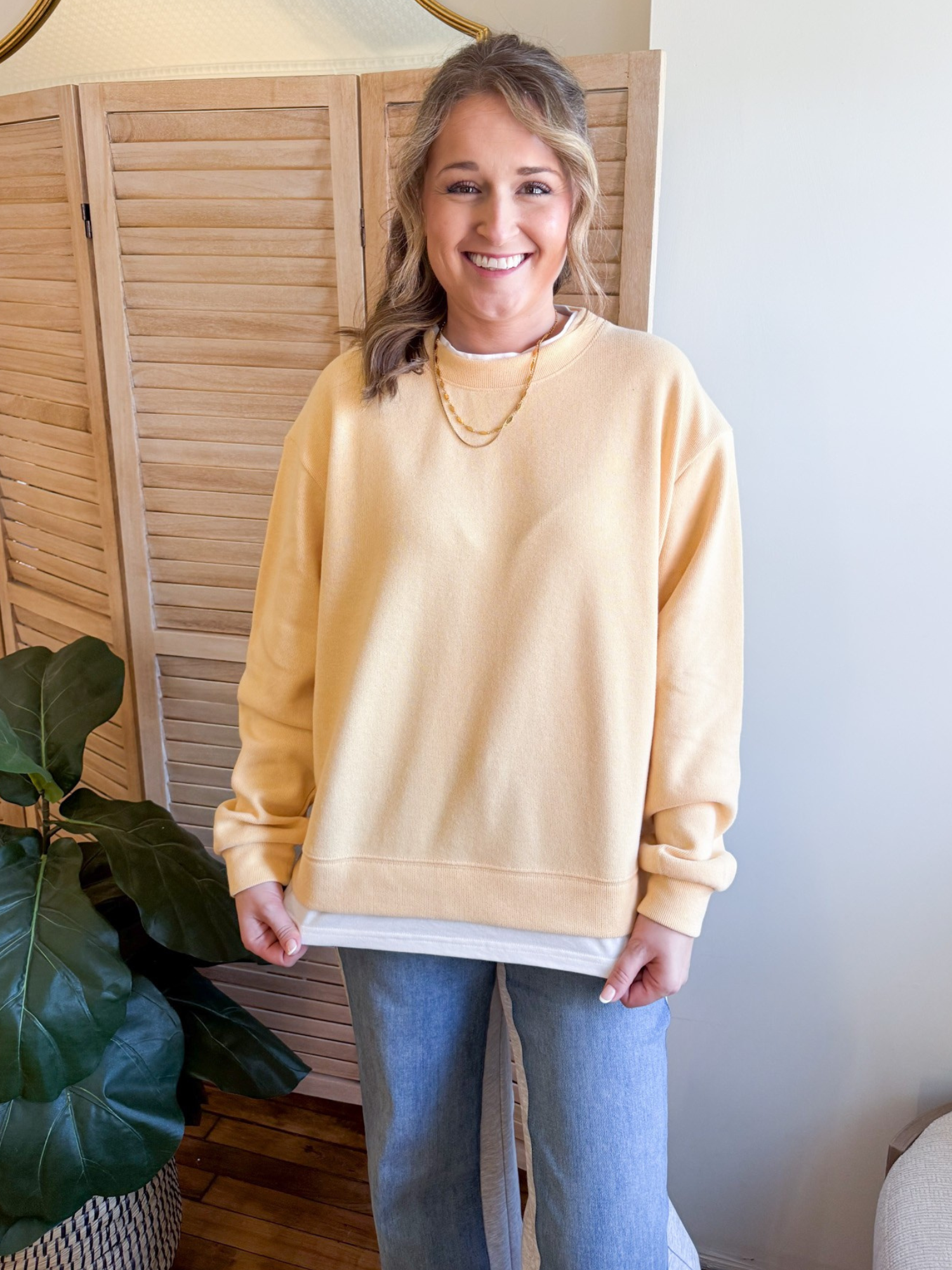 Always On Layered Pullover - Butter Yellow - The Collective Rose
