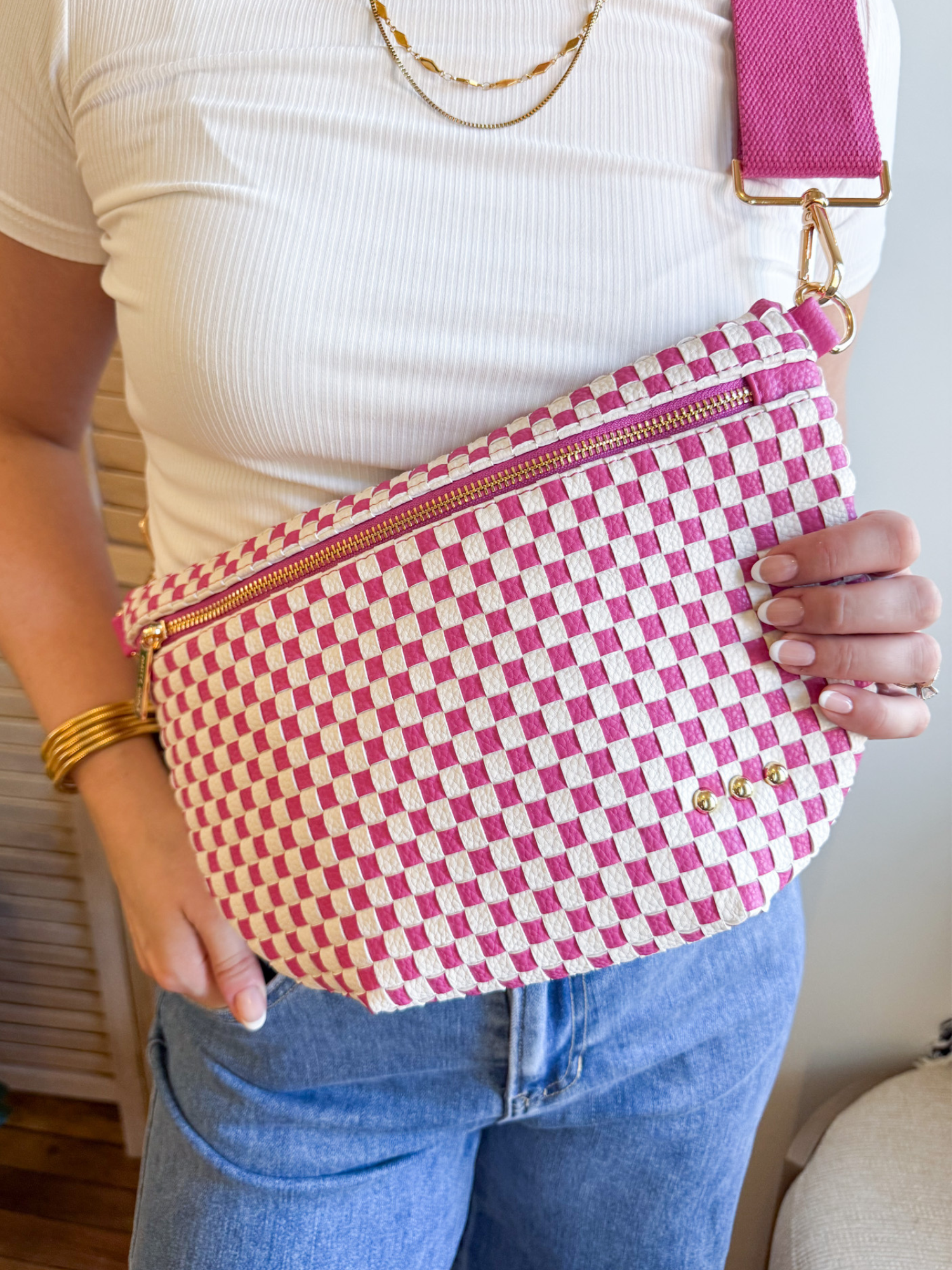 Westlyn Woven Bum Bag - Pink - The Collective Rose
