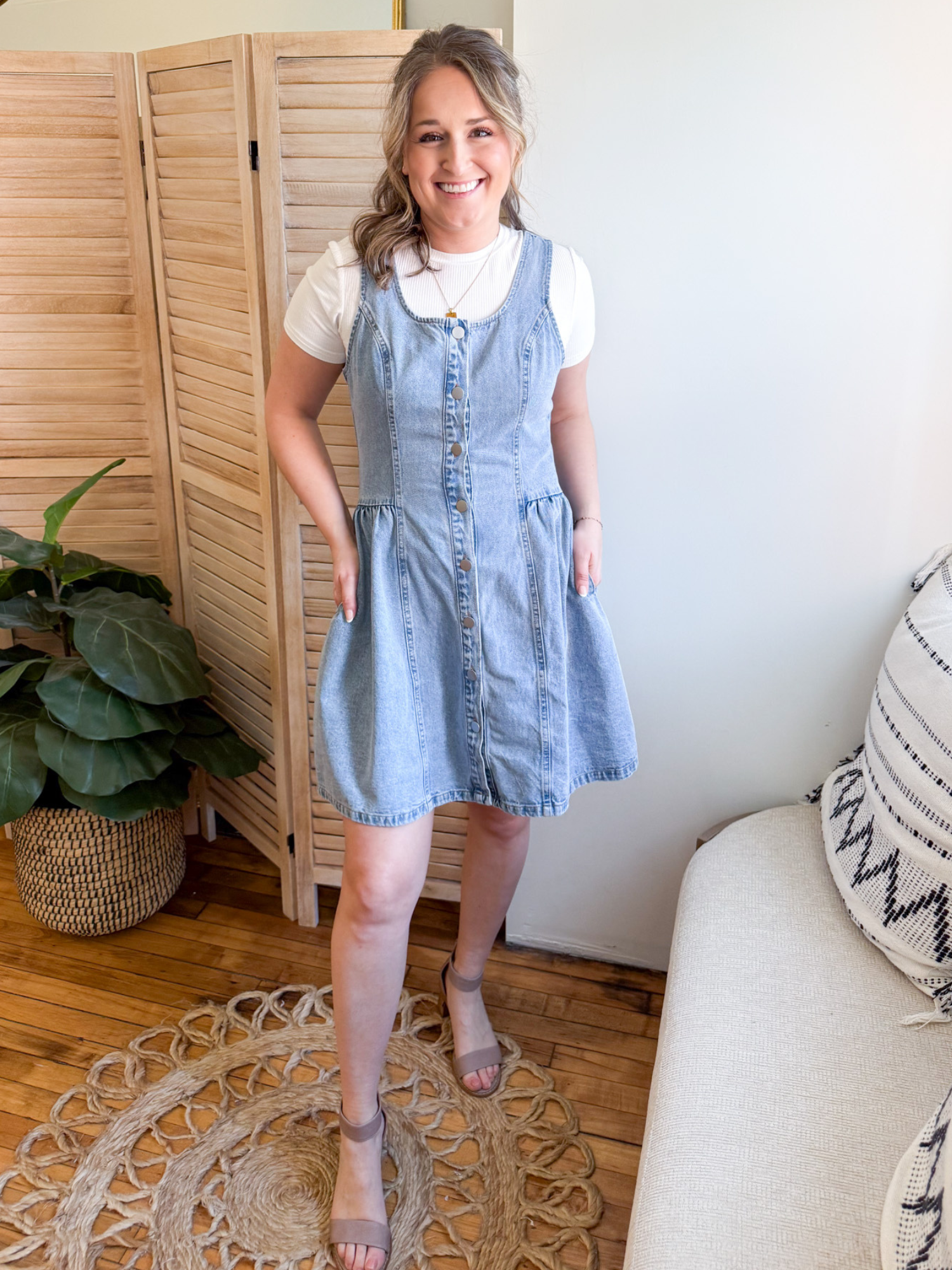 Eden Fit & Flare Denim Mini Dress - The Collective Rose