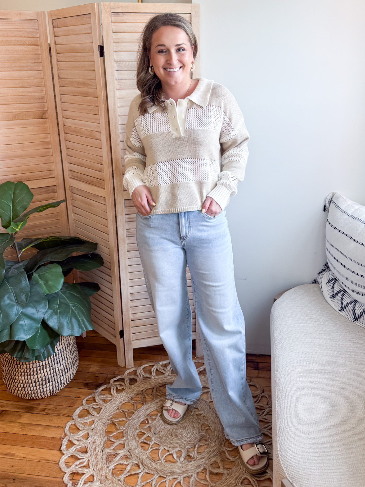 High Rise Wide Leg Raw Hem Jeans - The Collective Rose