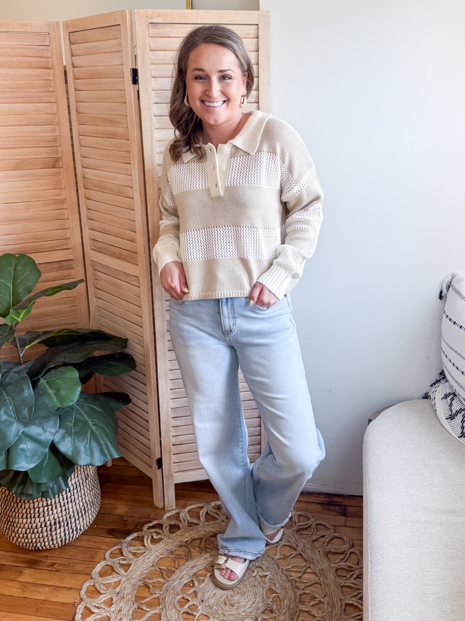 High Rise Wide Leg Raw Hem Jeans - The Collective Rose