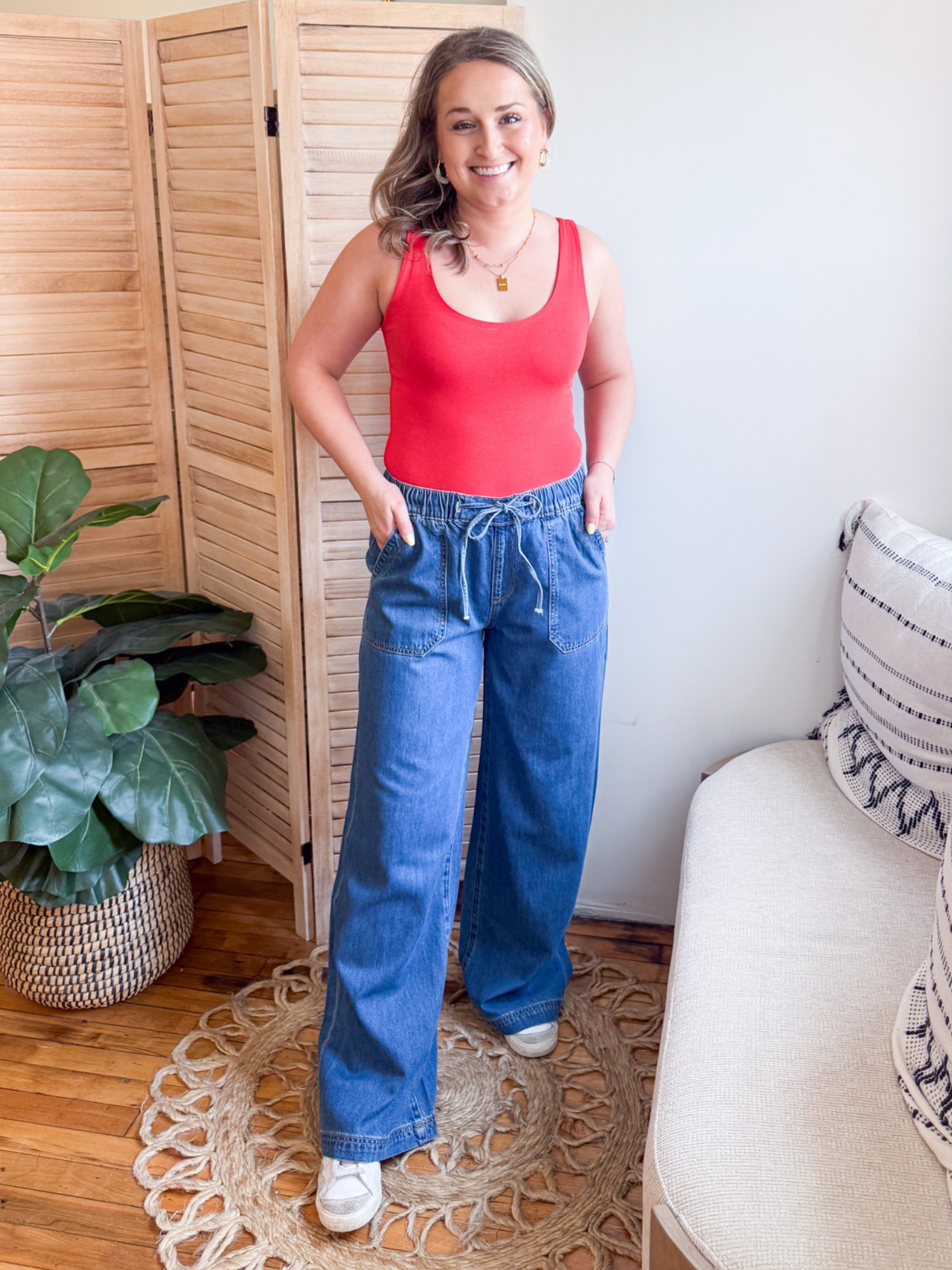 High Rise Wide Leg Relaxed Jeans - The Collective Rose