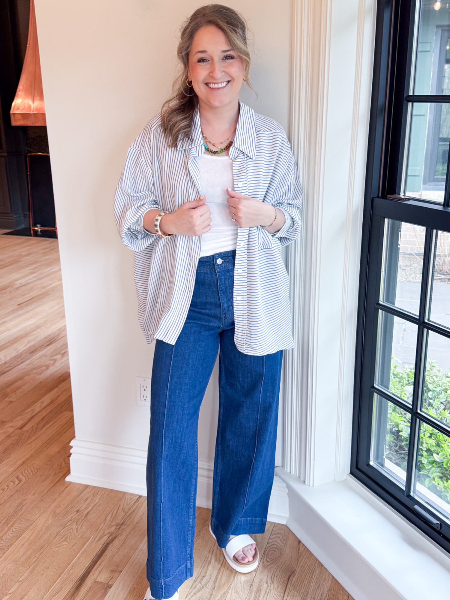 Averie Striped Button Down - Blue - The Collective Rose