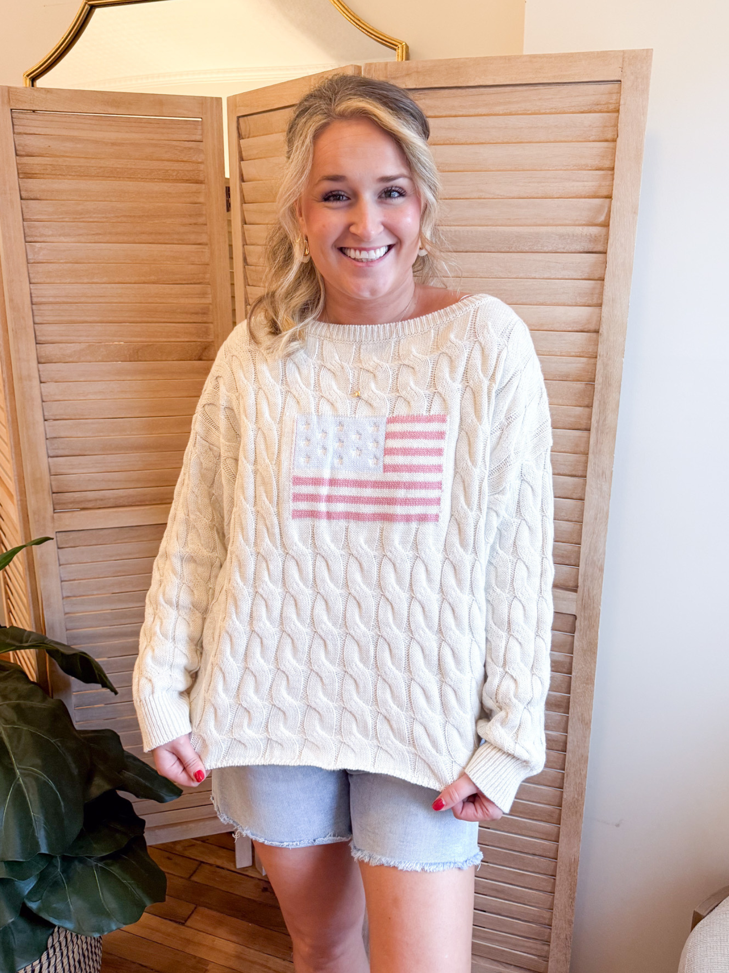 Flag Boat Neck Sweater - The Collective Rose