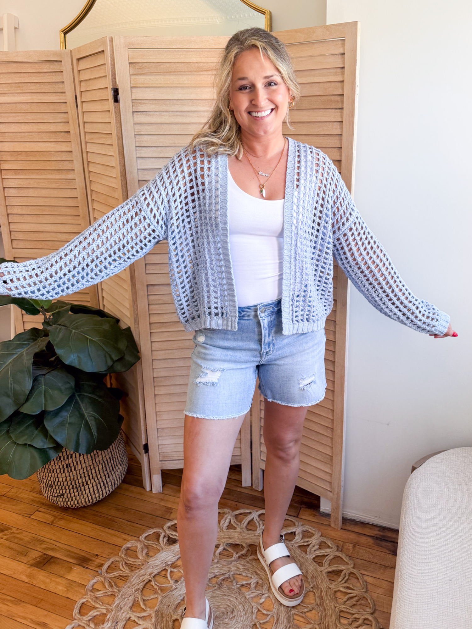 Quinn Open Knit Cardigan - The Collective Rose