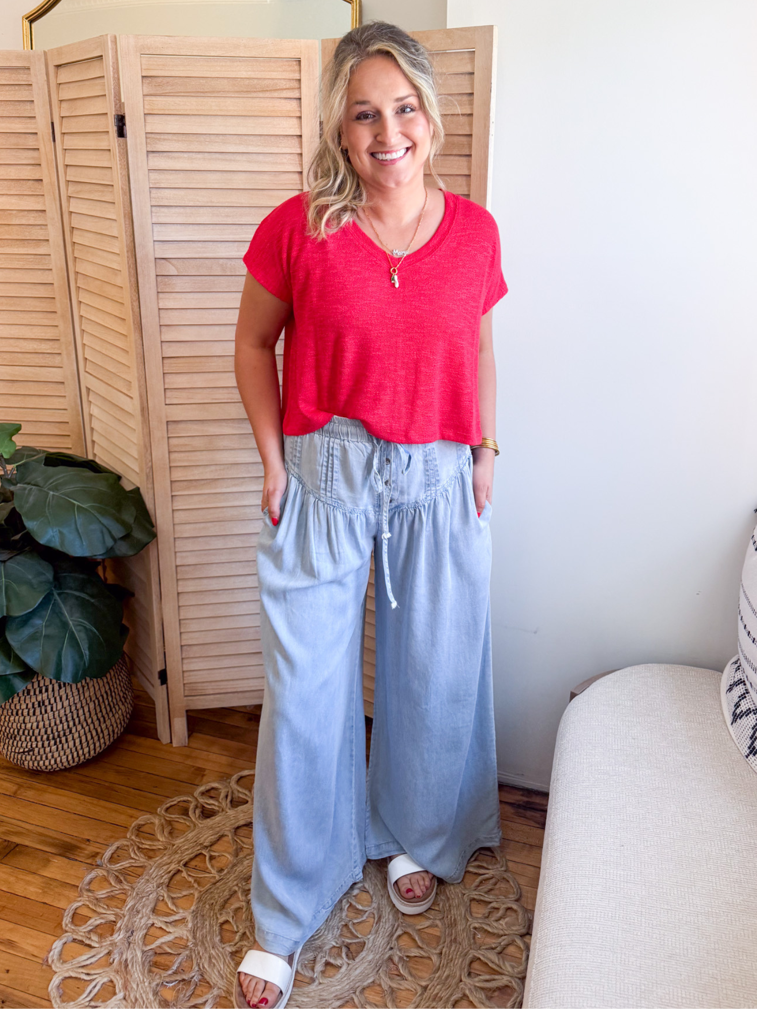 Blakely Pleated Wide Leg Tencel Pants - The Collective Rose