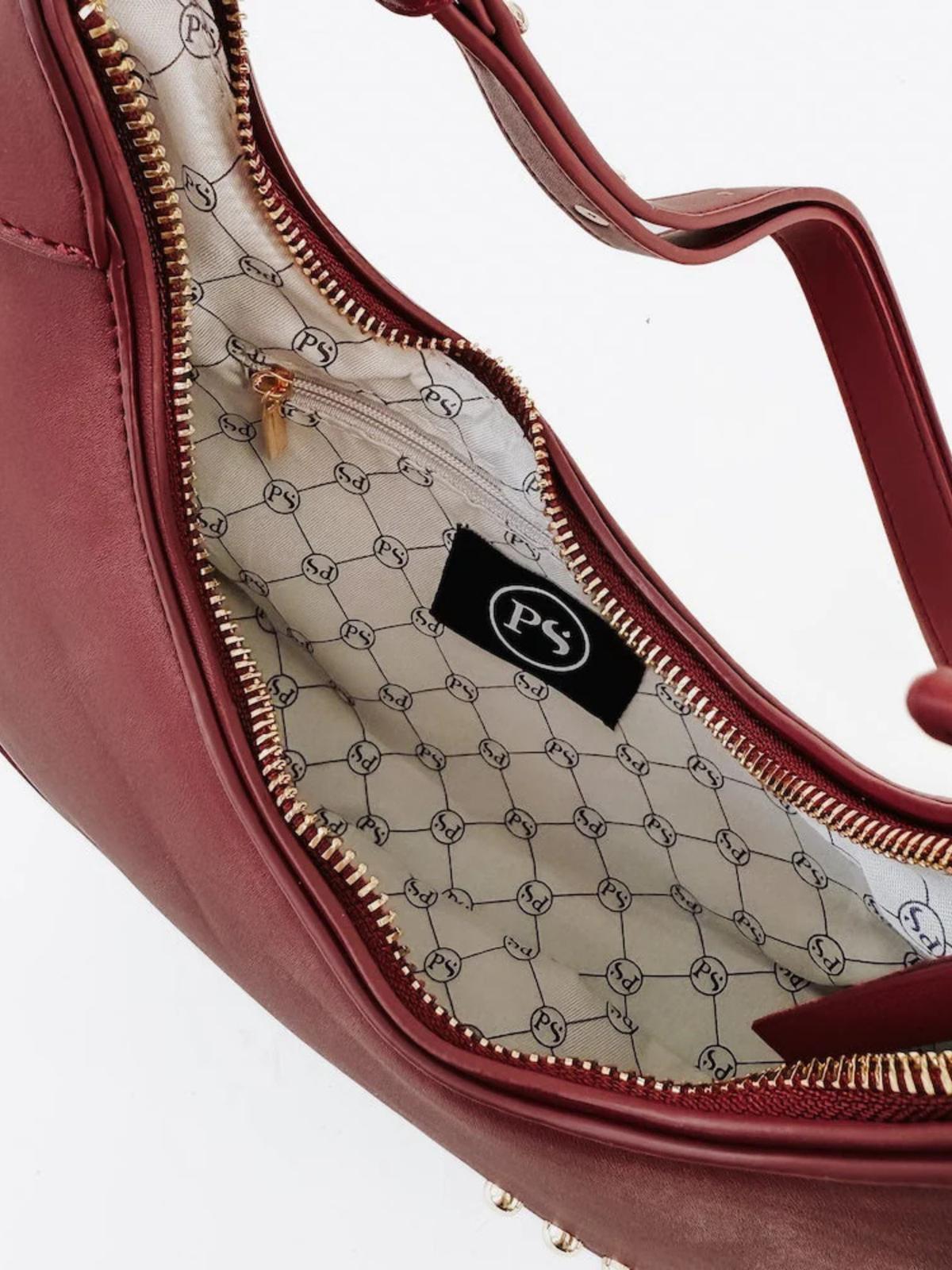 Celeste Crescent Shoulder Bag - Burgundy - The Collective Rose