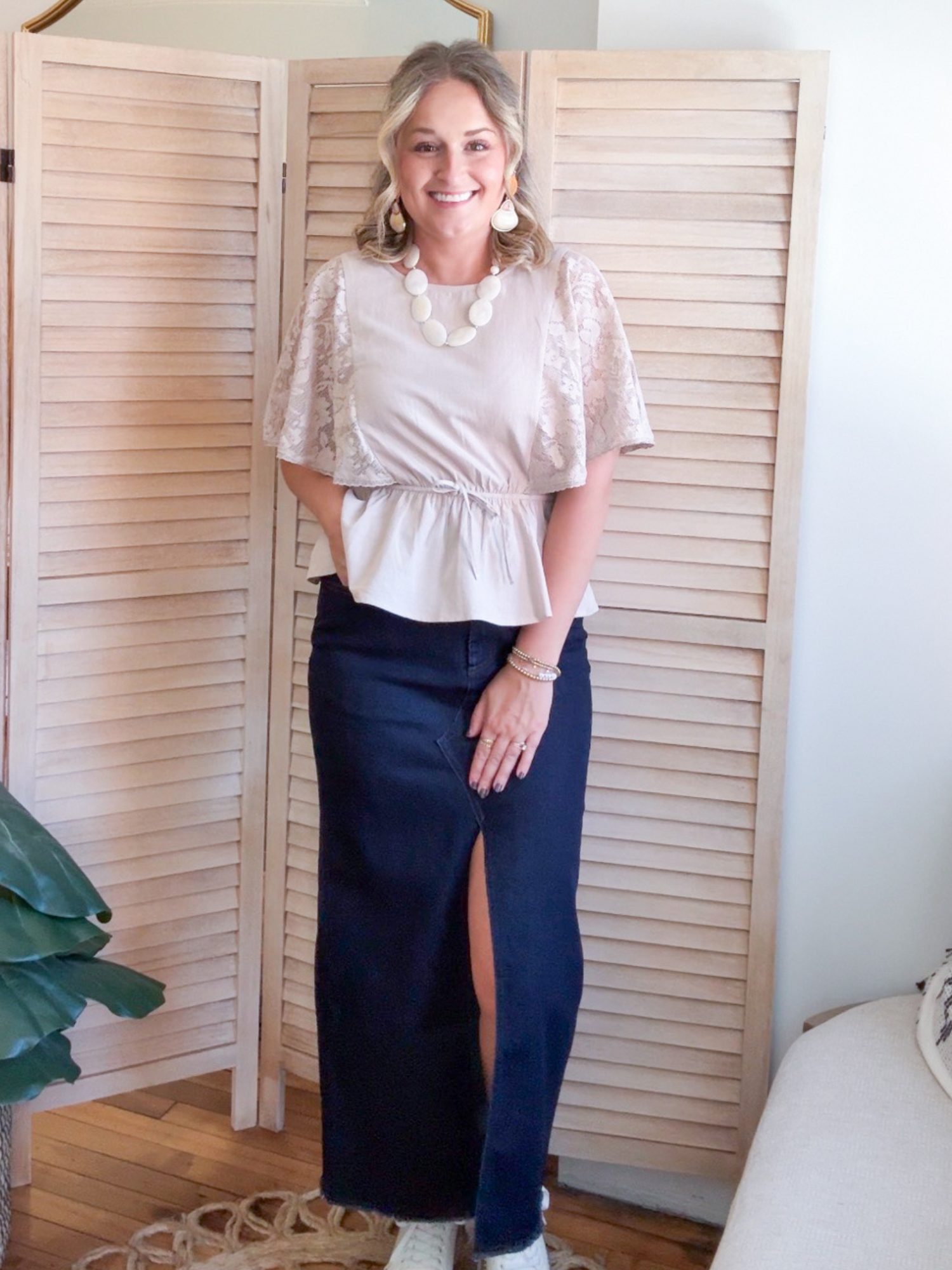 Kenley Lace Peplum Top - The Collective Rose