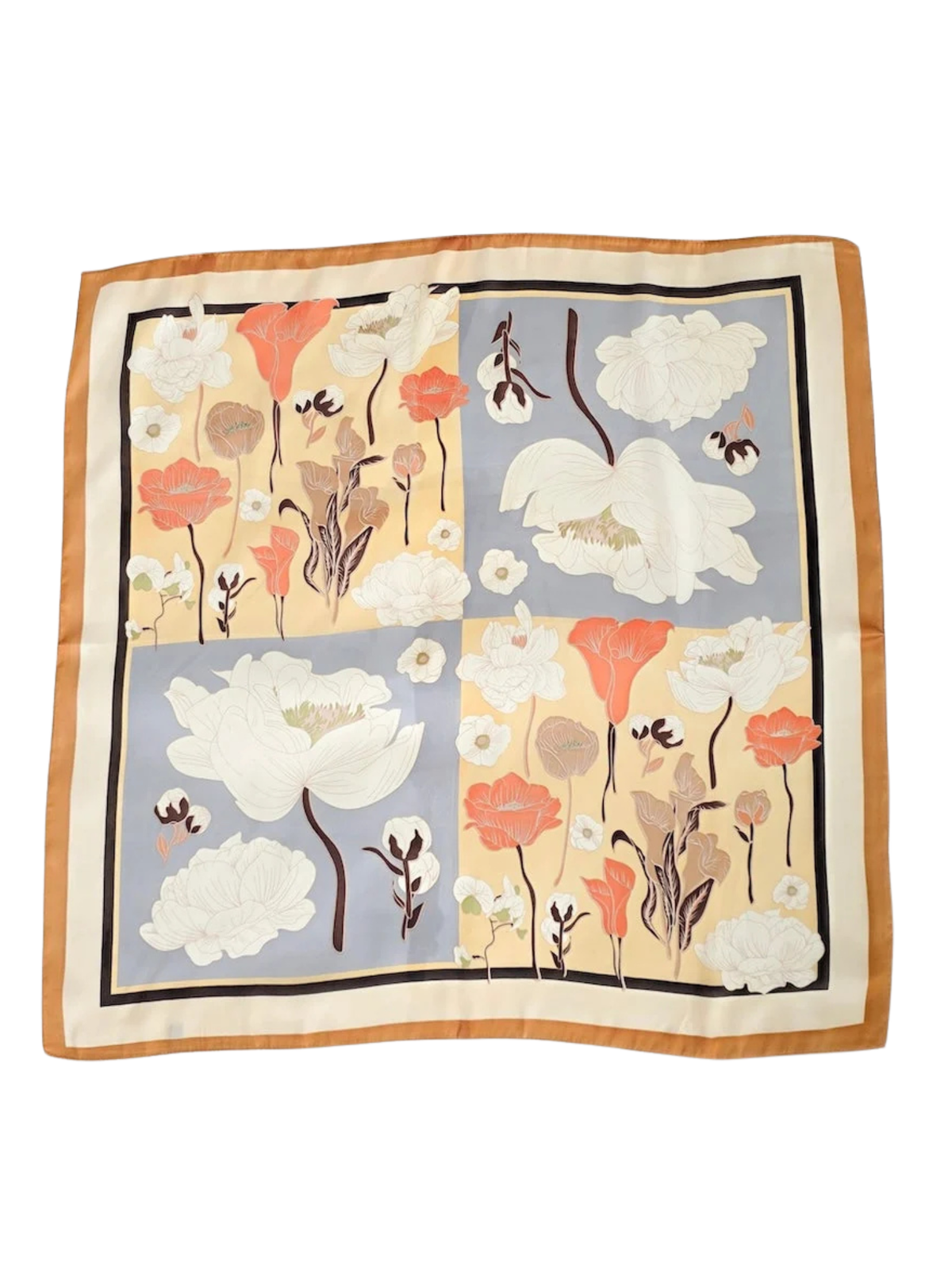 Fiona Floral Square Scarf -Taupe - The Collective Rose