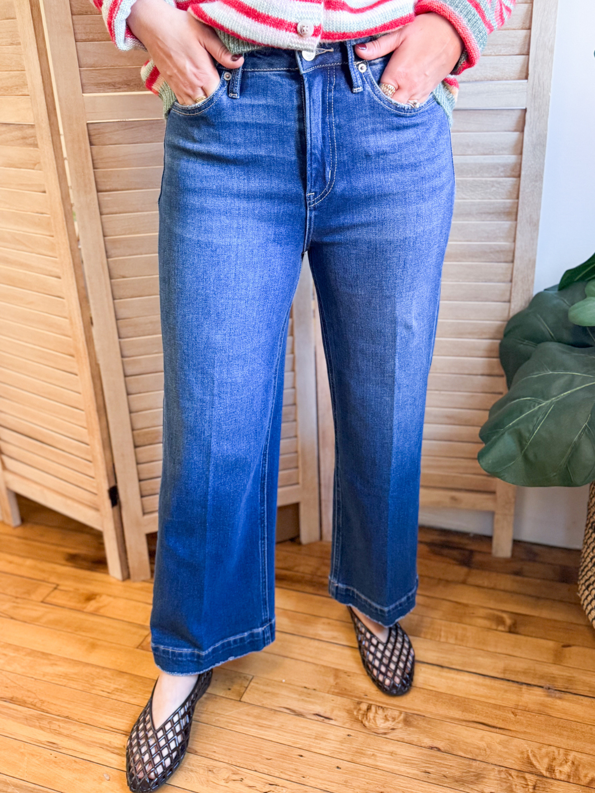High Rise Wide Leg Crop Jeans - The Collective Rose