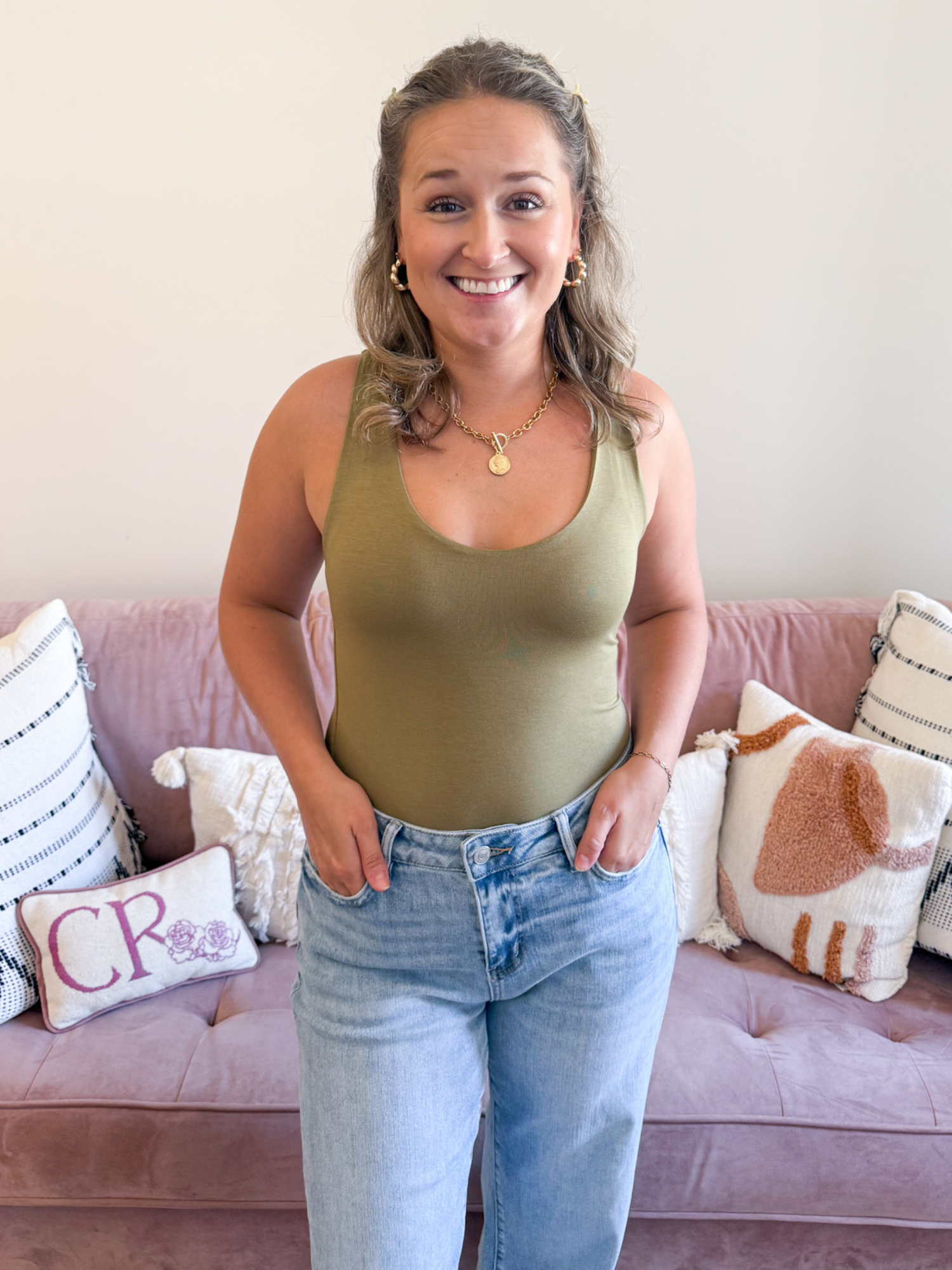 Scoop Neck Everyday Tank - Moss Green - The Collective Rose