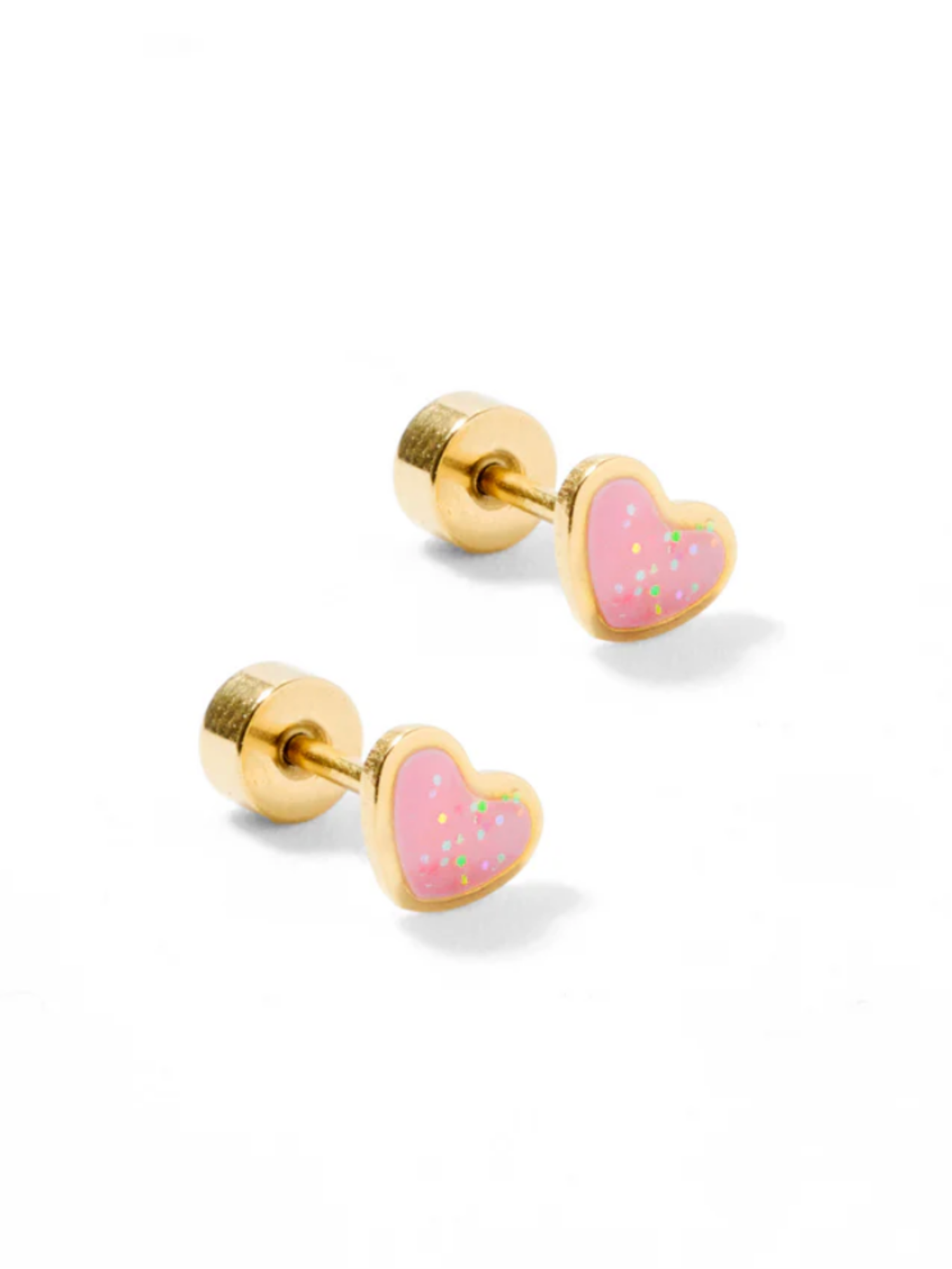 Nora Pink Heart Screwback Stud Earrings - The Collective Rose