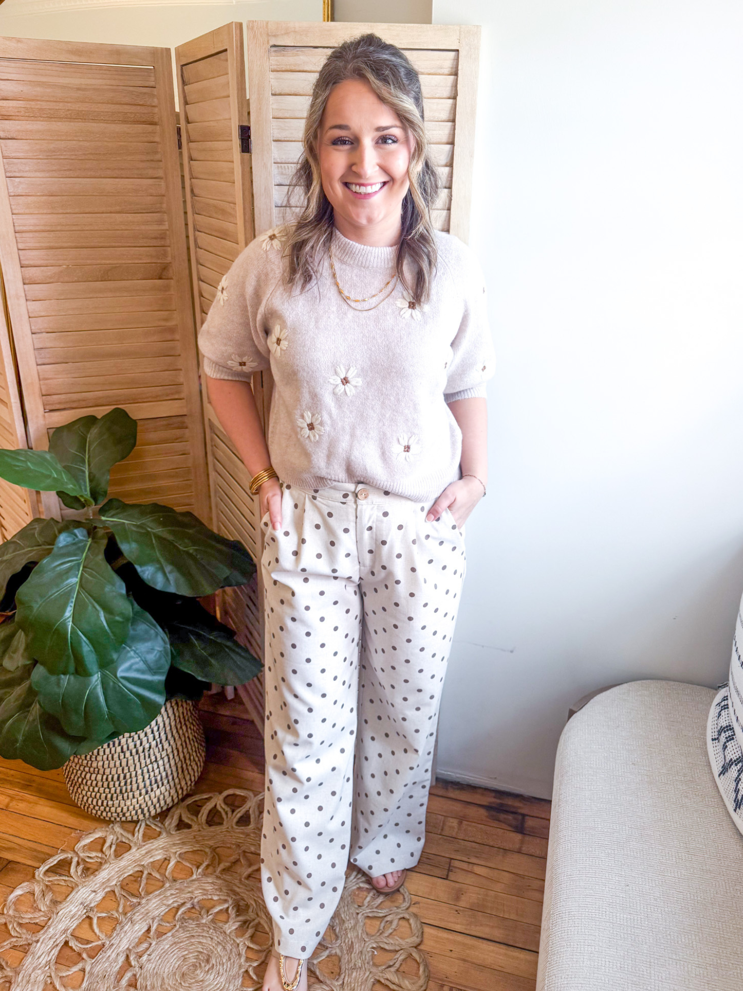 Ayla High Rise Polka Dot Pants - The Collective Rose