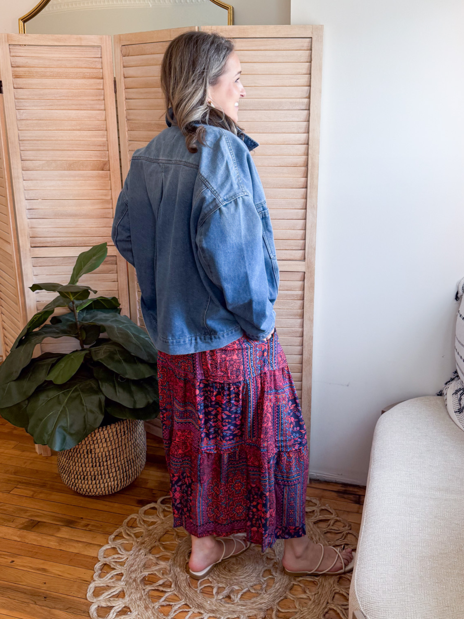 Alaina Printed Midi Skirt - The Collective Rose