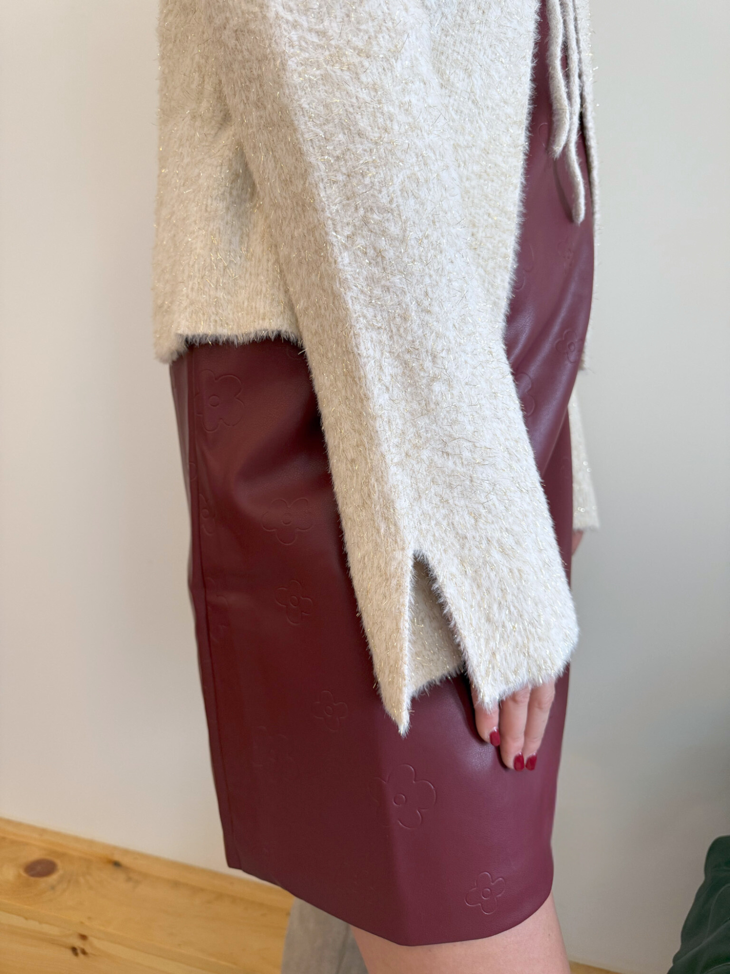 Alix Metallic Eyelash Sweater - Collective Rose 