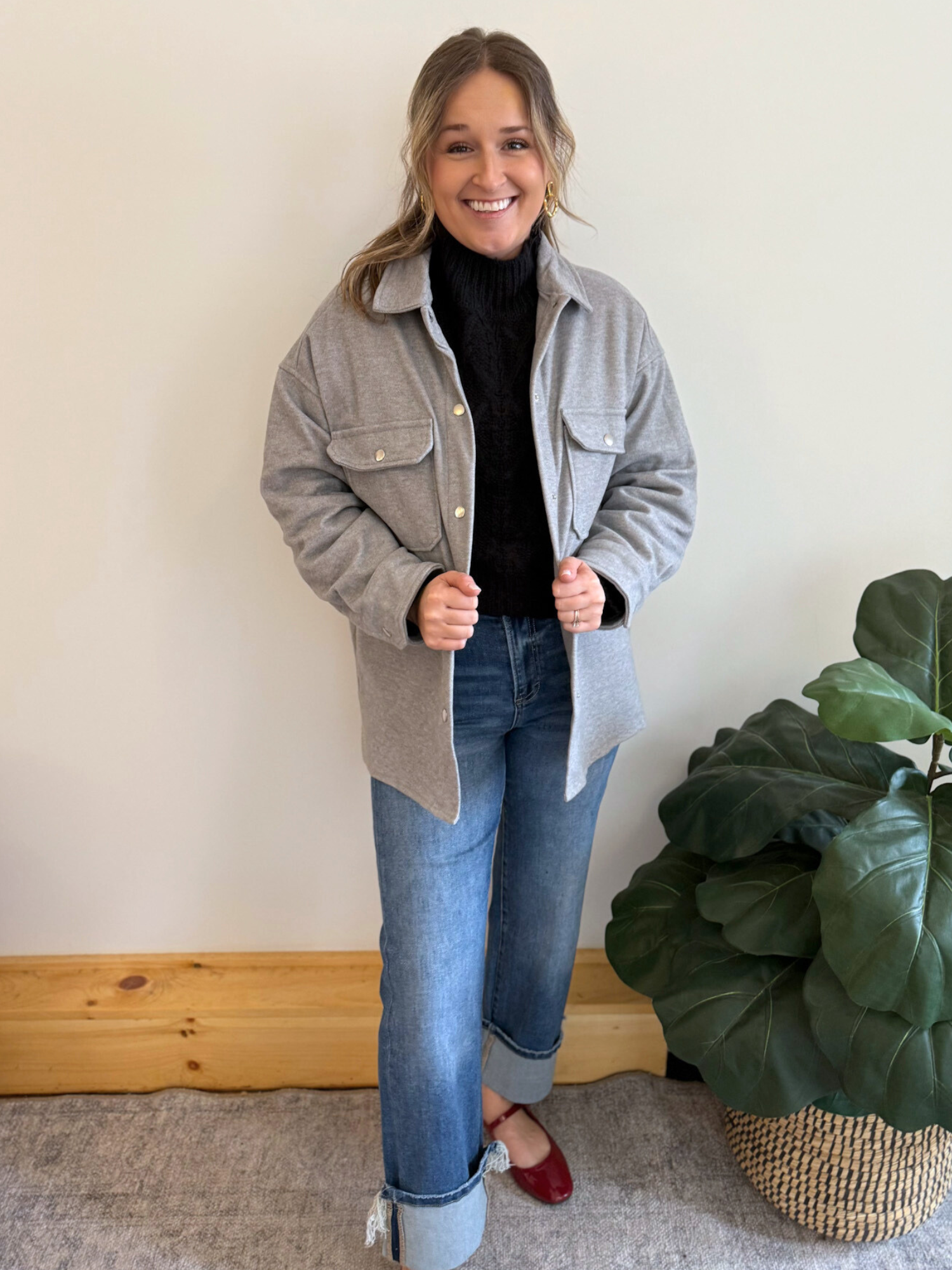 Carson Brushed Shacket - Collective Rose