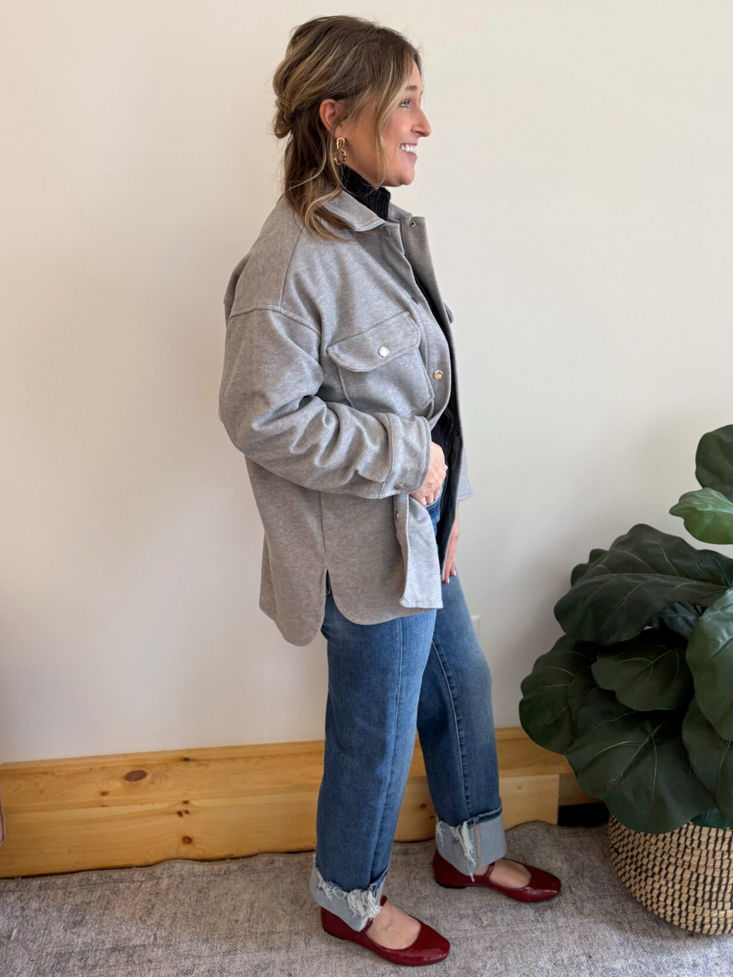 Carson Brushed Shacket - Collective Rose