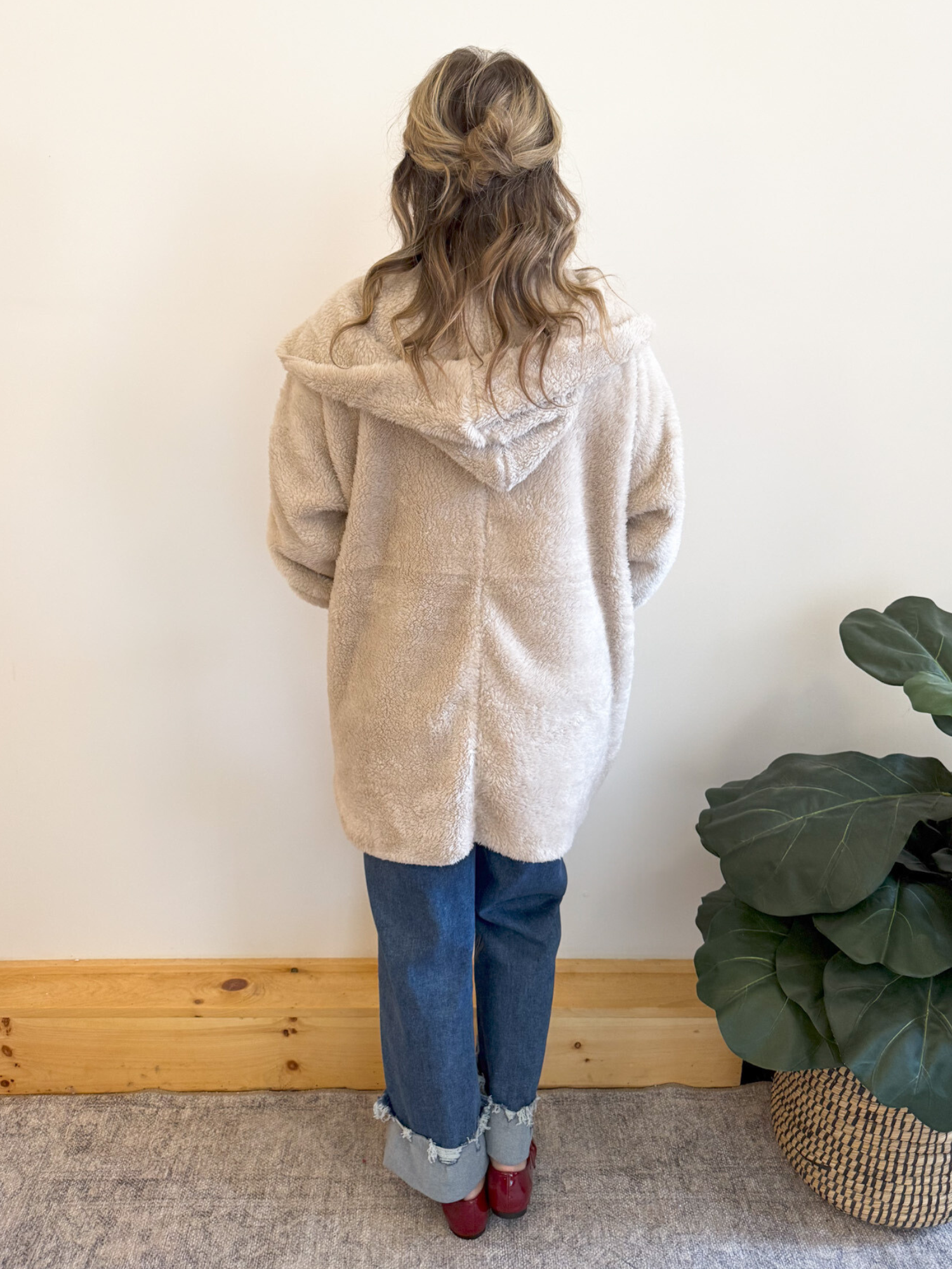 Teddy Bear Plush Cardigan - Cream