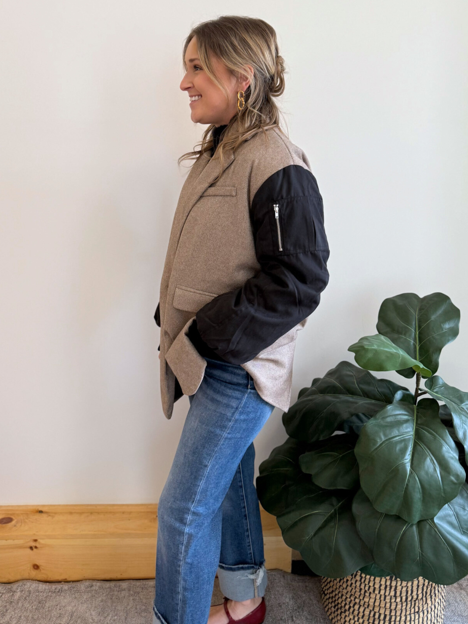 Dakota Mixed Media Coat - Collective Rose