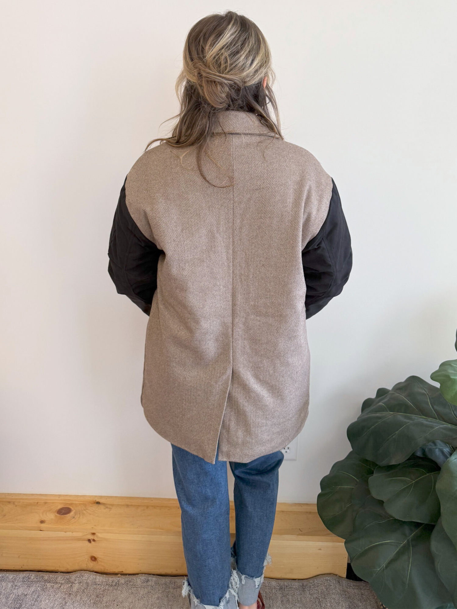 Dakota Mixed Media Coat - Collective Rose