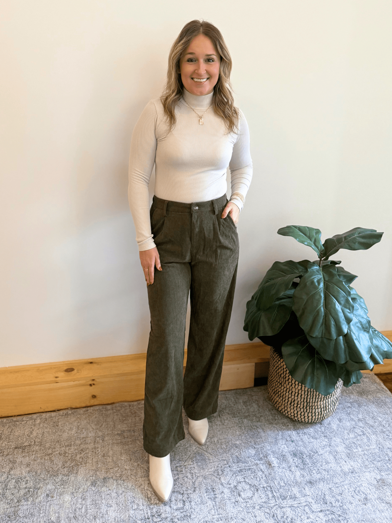 Kellie Corduroy Trousers - Collective Rose