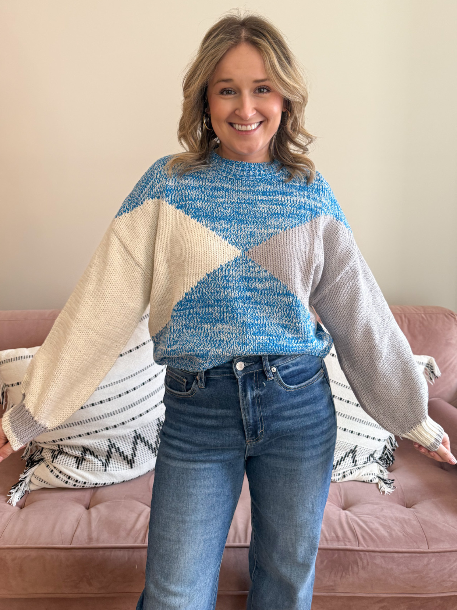 Rachelle Color Block Sweater - Collective Rose