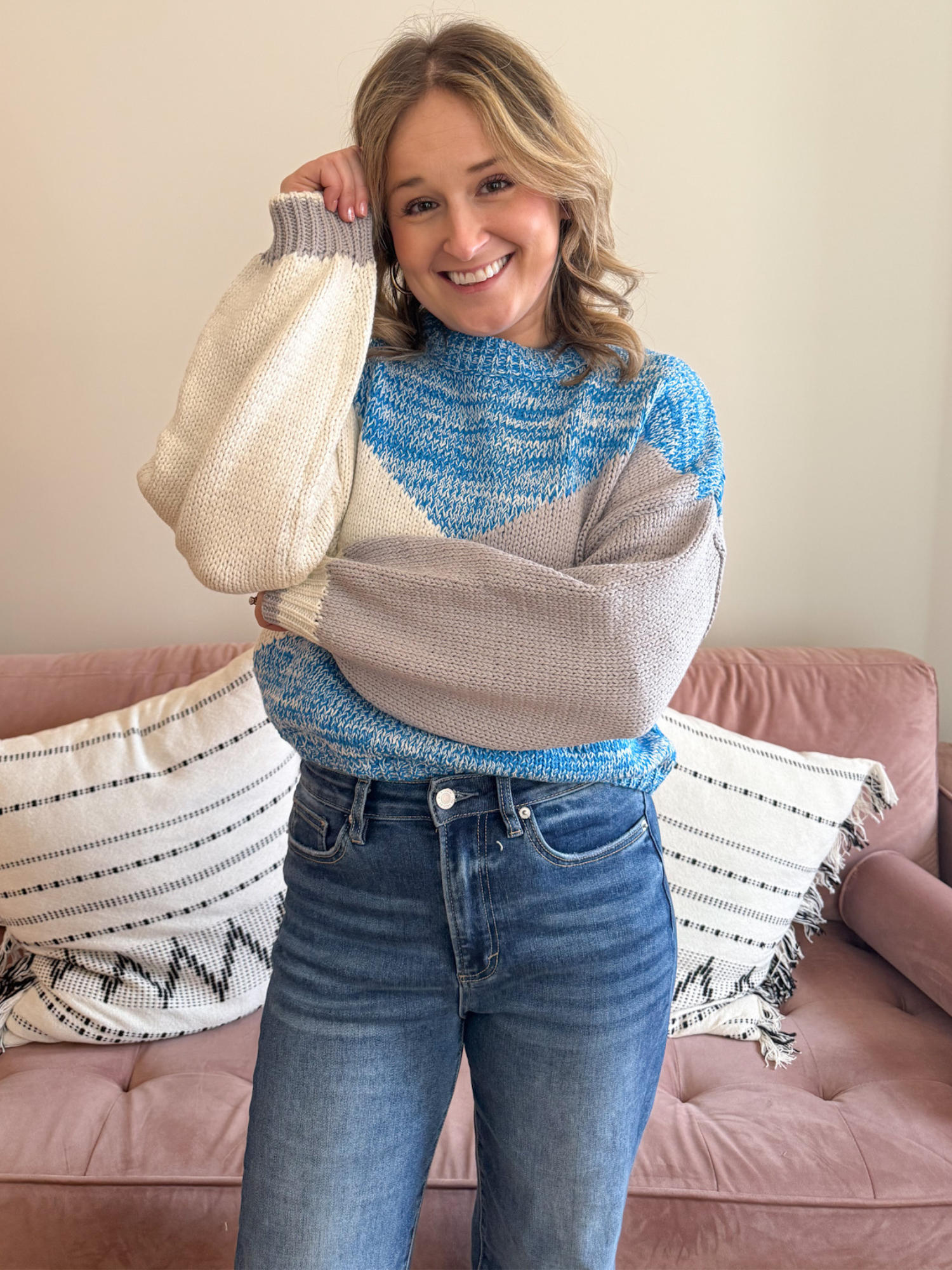 Rachelle Color Block Sweater - Collective Rose