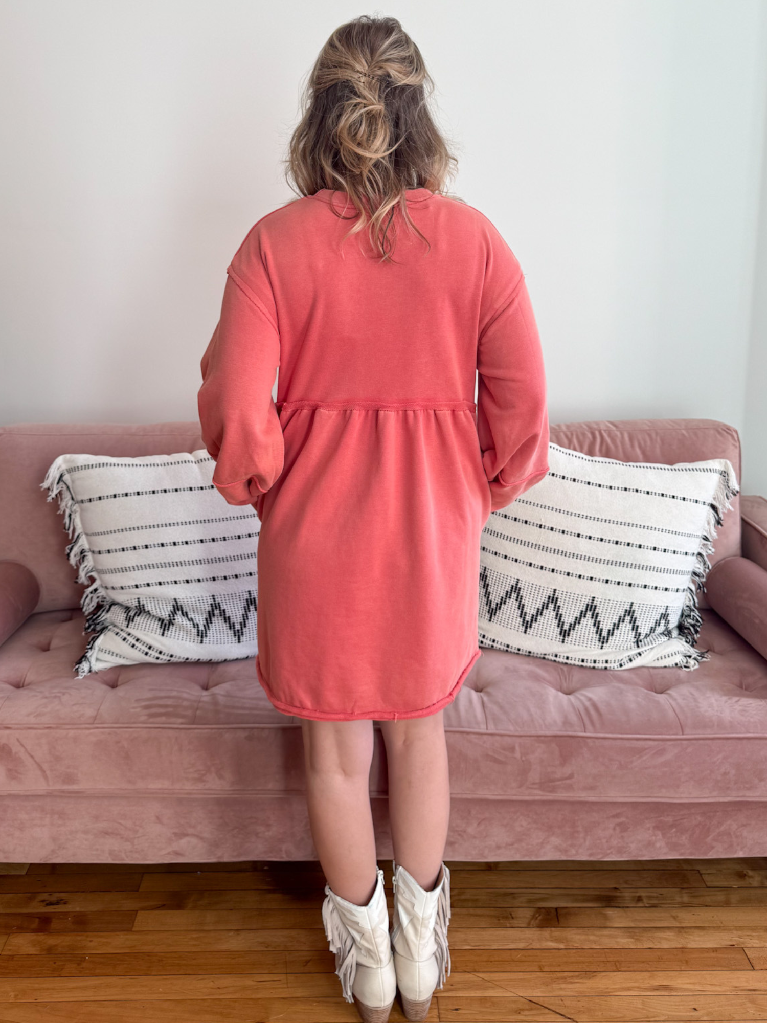 Rhiannon French Terry Mini Dress - Collective Rose 