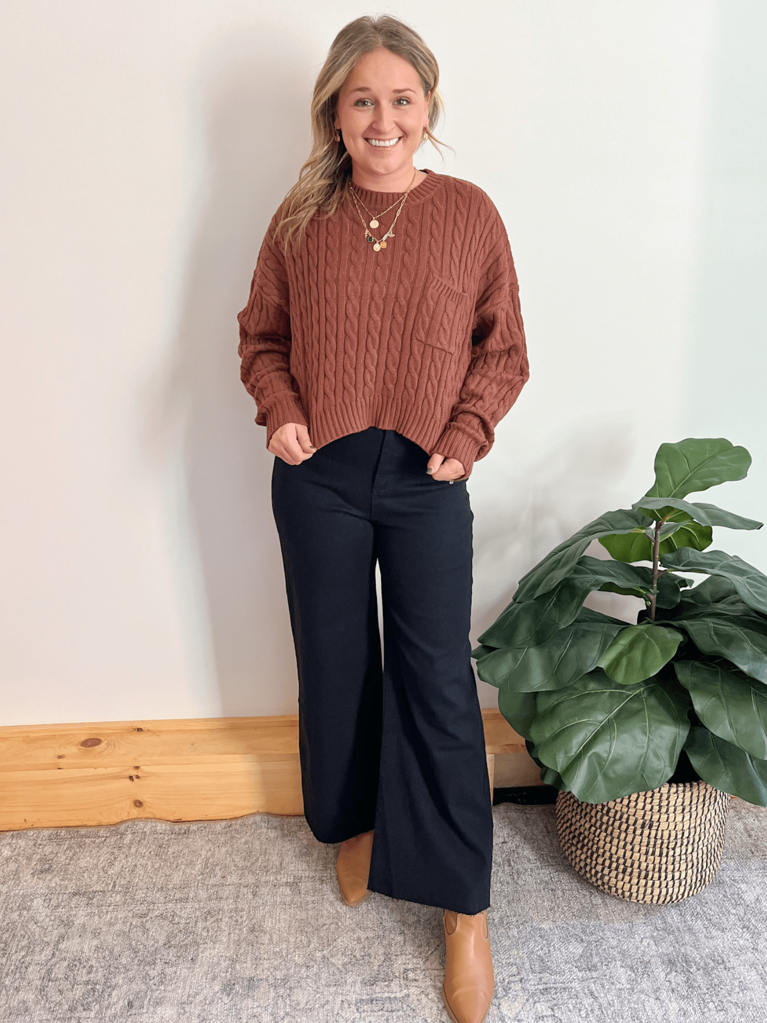 High Rise Wide Leg Stretch Denim - The Collective Rose